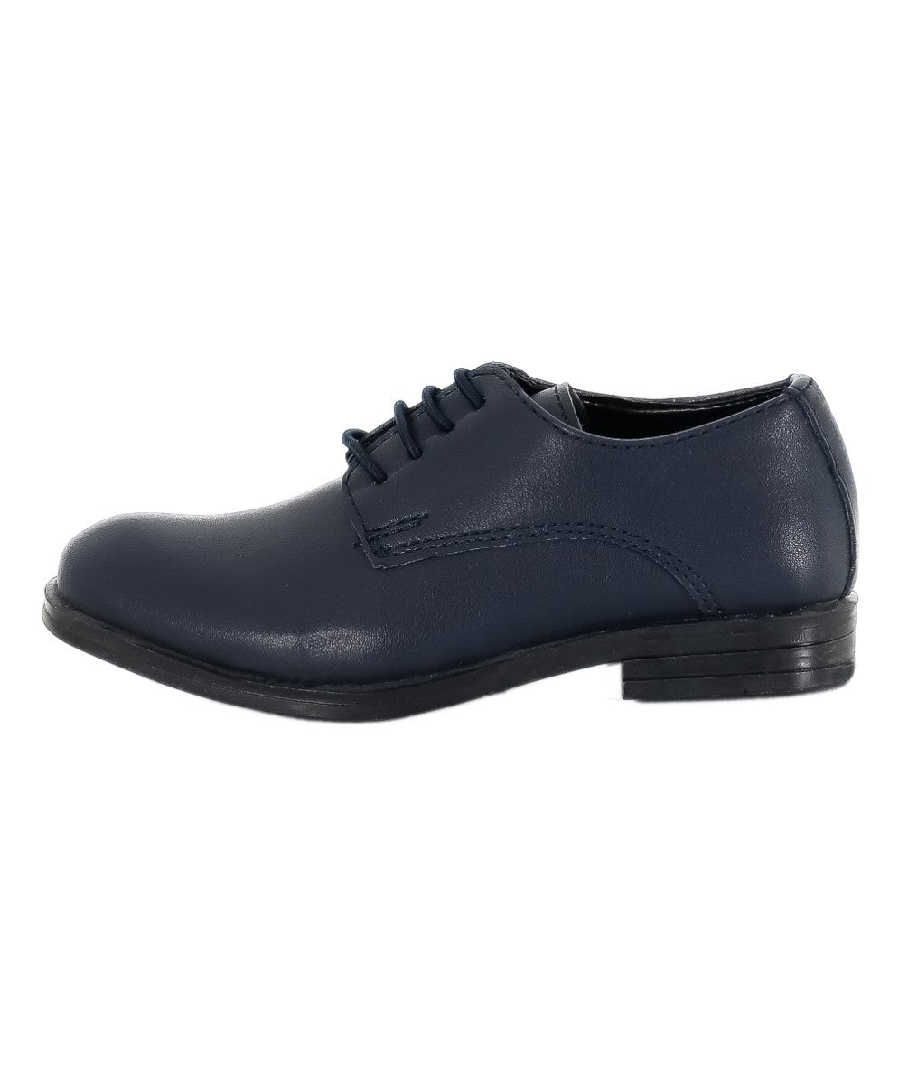 Boys Derby Mat Lace Up Formal Navy Blue Shoes - Atlanta - Navy Blue