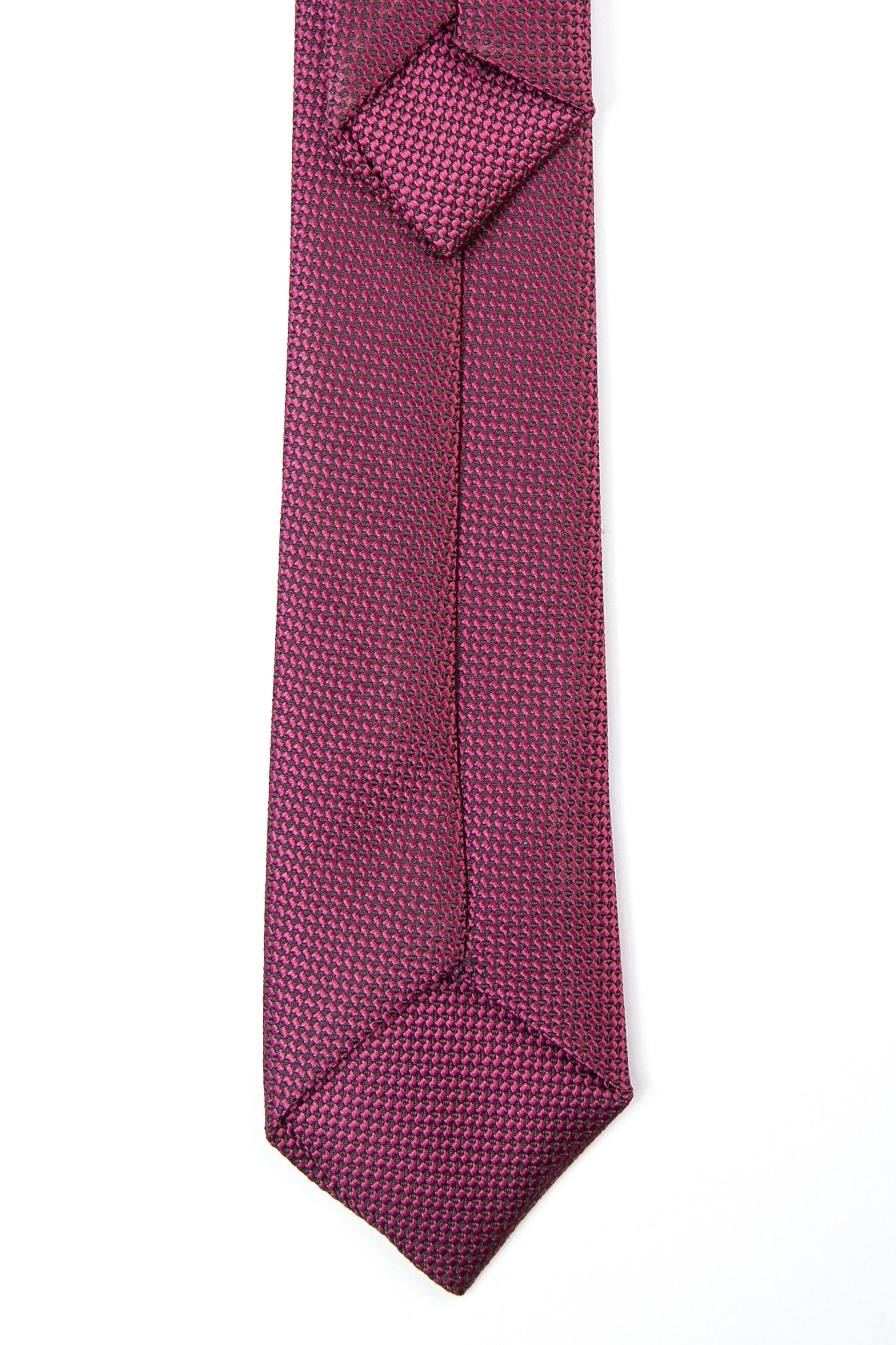 Boys’ Jacquard Tie & Hanky Set with Elastic Strap - Wine