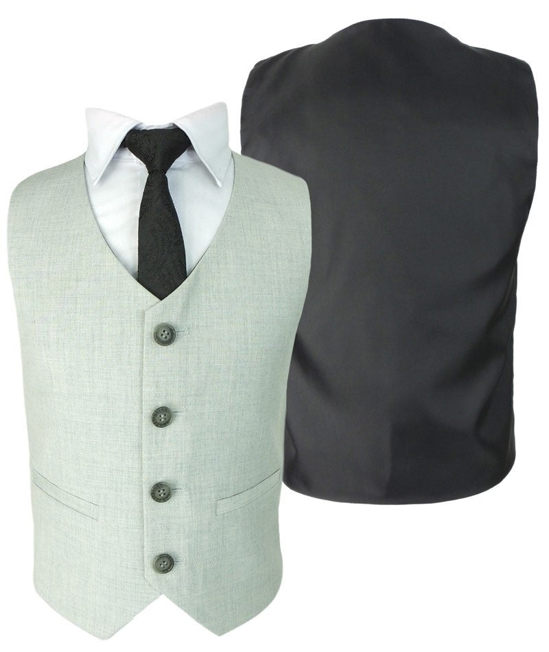 Boys Slim Fit Formal Suit - REEGAN - Ivory-Light Grey