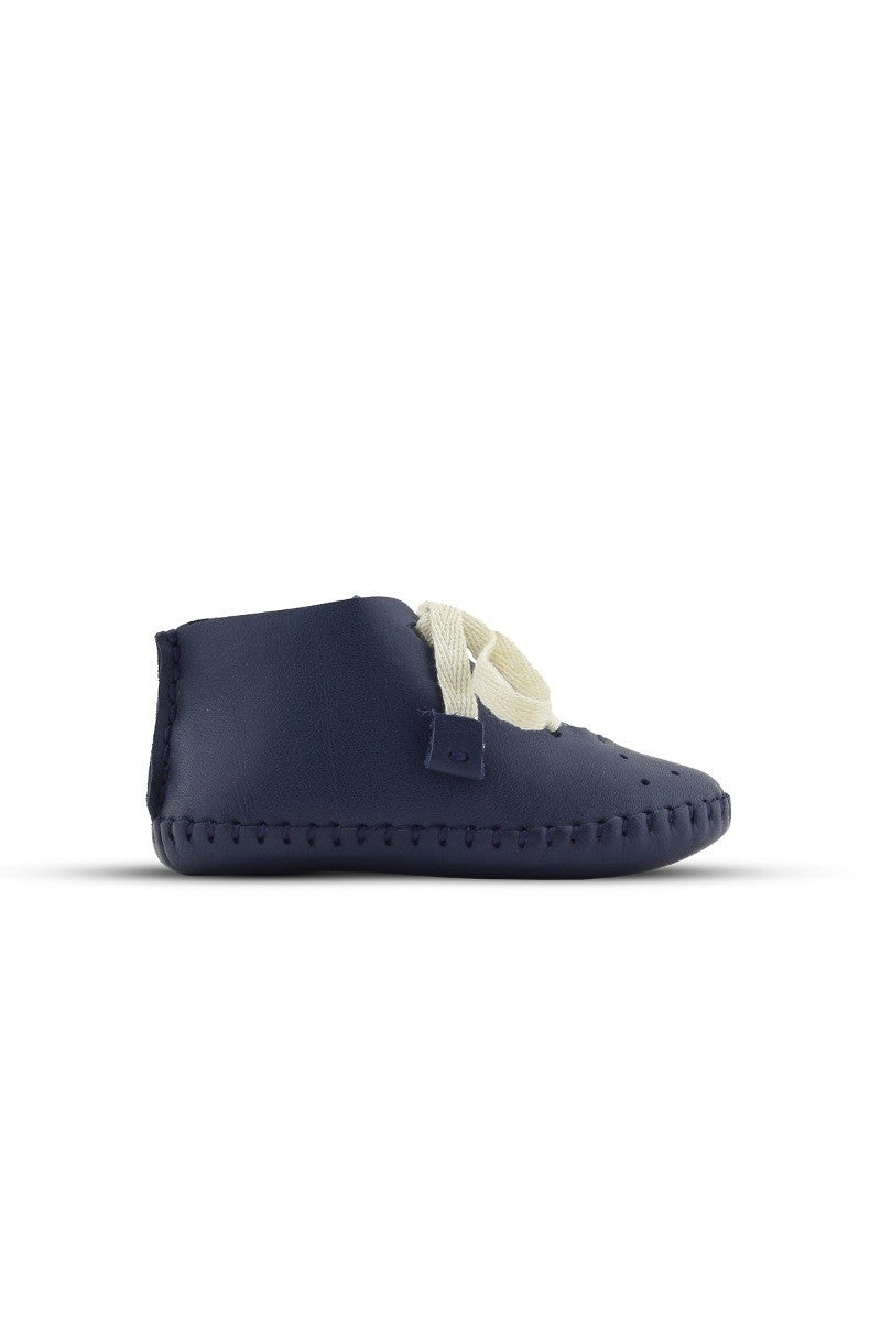 Baby Boys Pre-Walker Genuine Leather Soft Sole Crib Shoes - Navy Blue