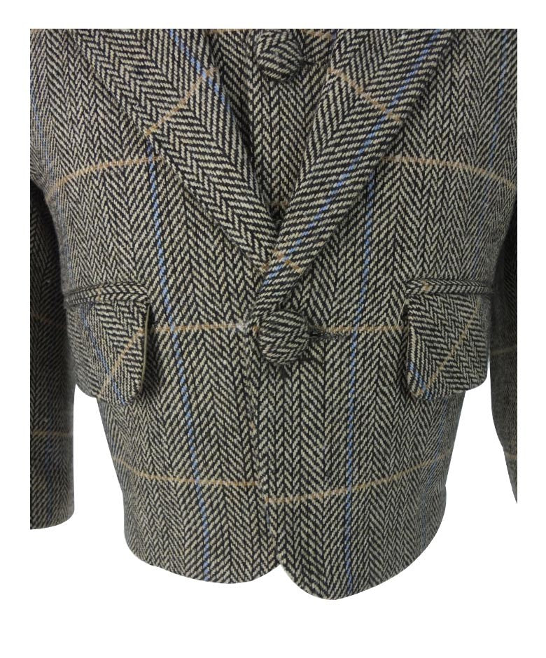 Baby Boys Herringbone Check Tweed Suit Set - Tan Brown