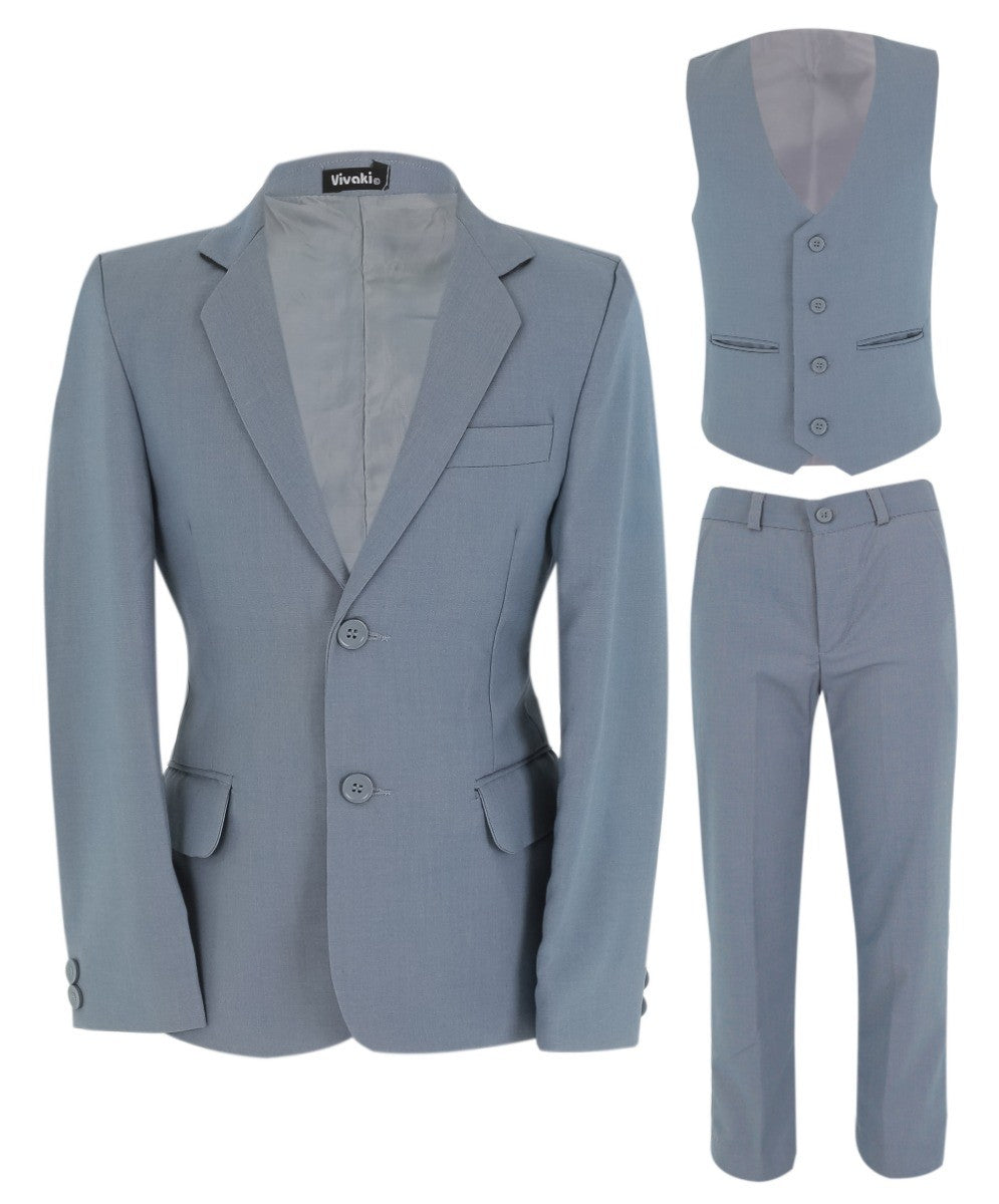 Boys 6 Piece All In One Formal Suit Set - RUN - Light Grey