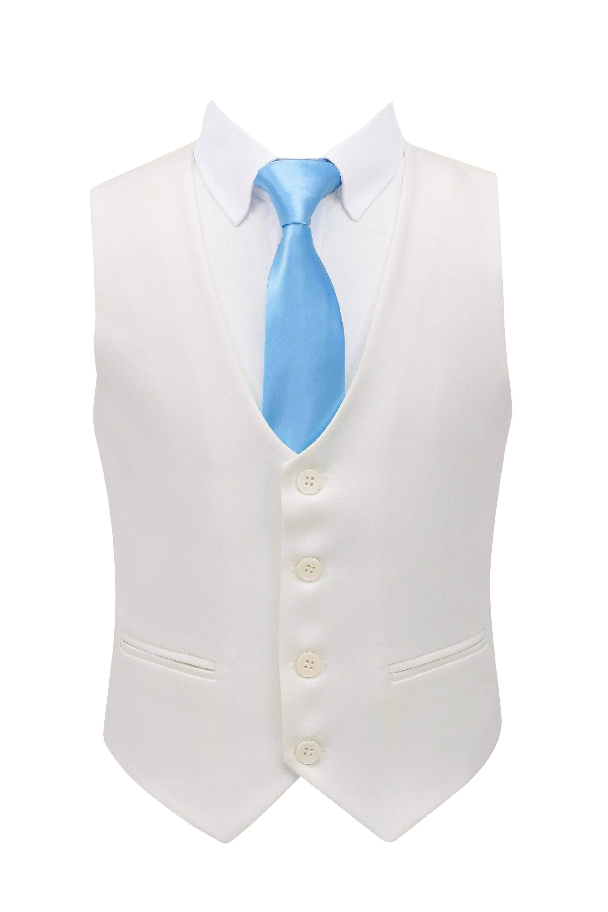 Boys Solid Tailored Fit Communion Suit Set - White