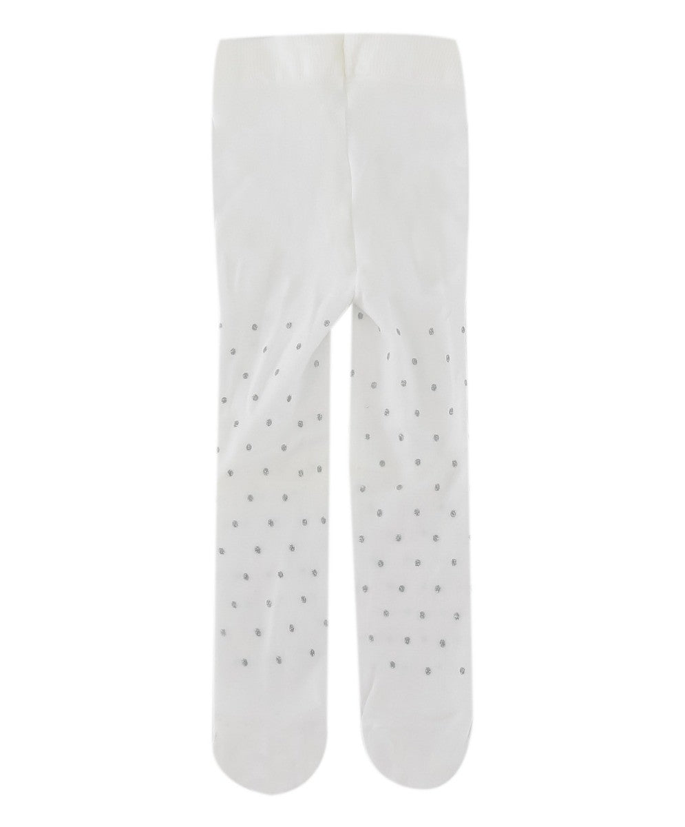 Baby Girls Microfiber Polka Dot Tight - White