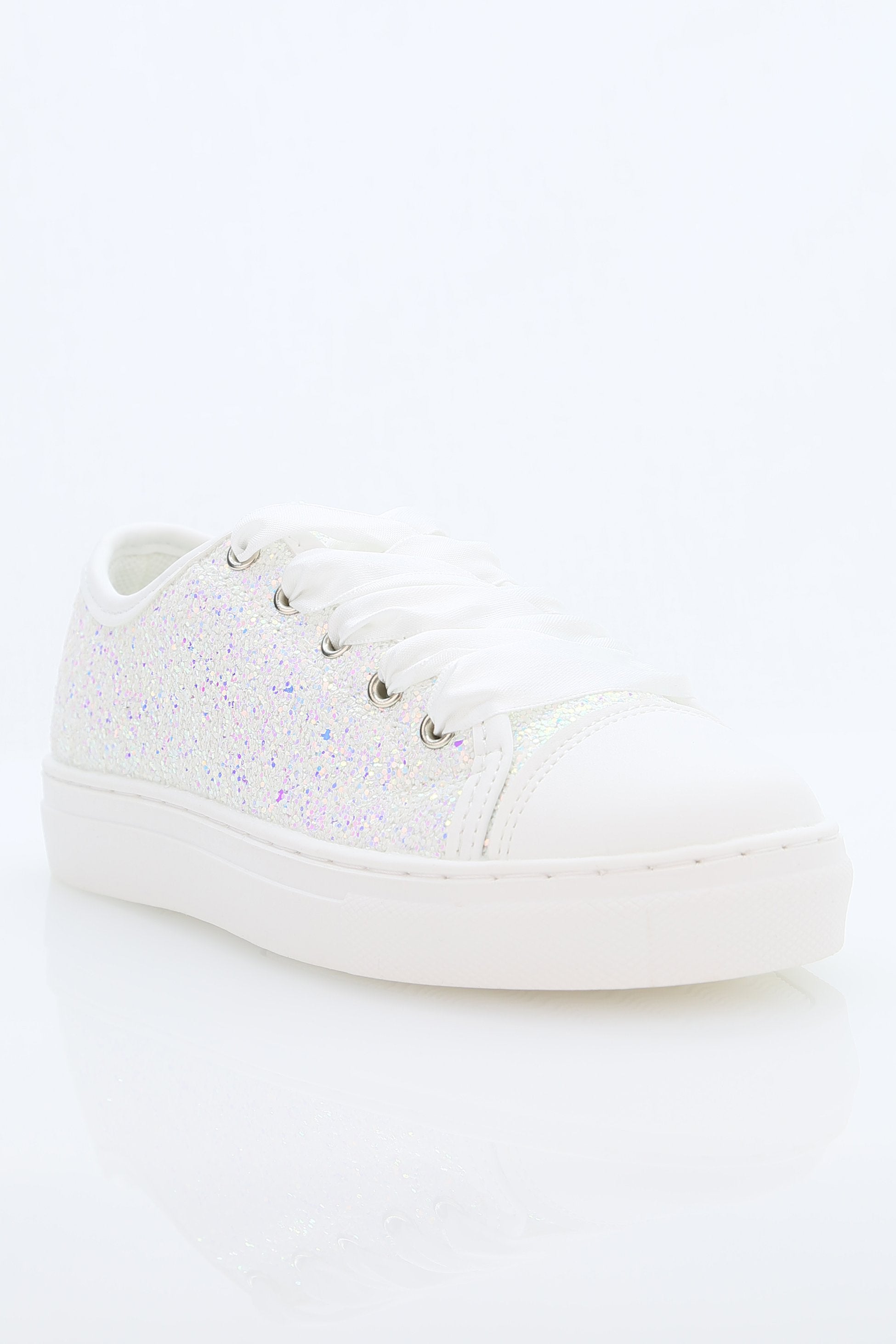 Girls' Glitter Sneakers with Satin Ribbon Laces – TRINITY - Multicolour