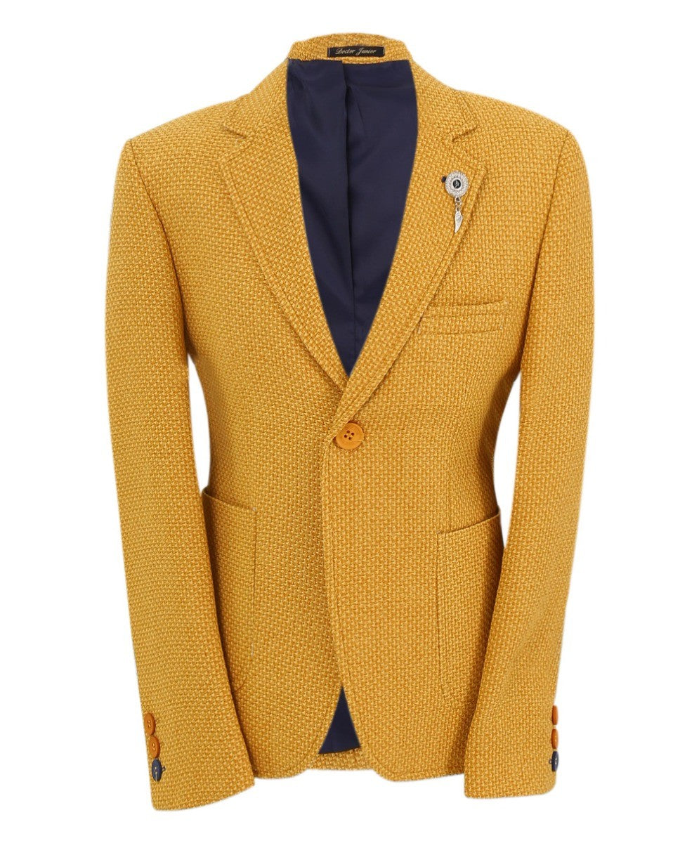 Boys Single Breasted Slim Fit Formal Blazer - GERRARD - Mustard