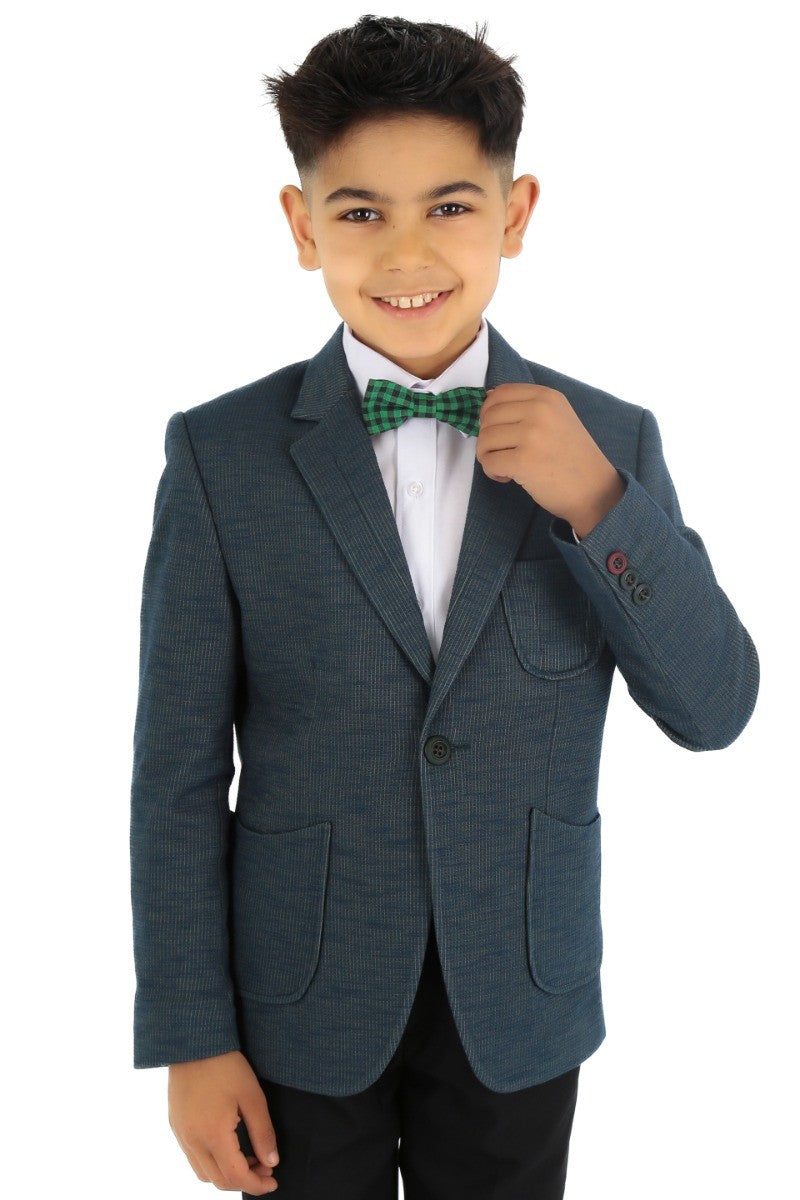 Boys Cotton Blend Slim Fit Formal Twill Blazer - Khaki Green