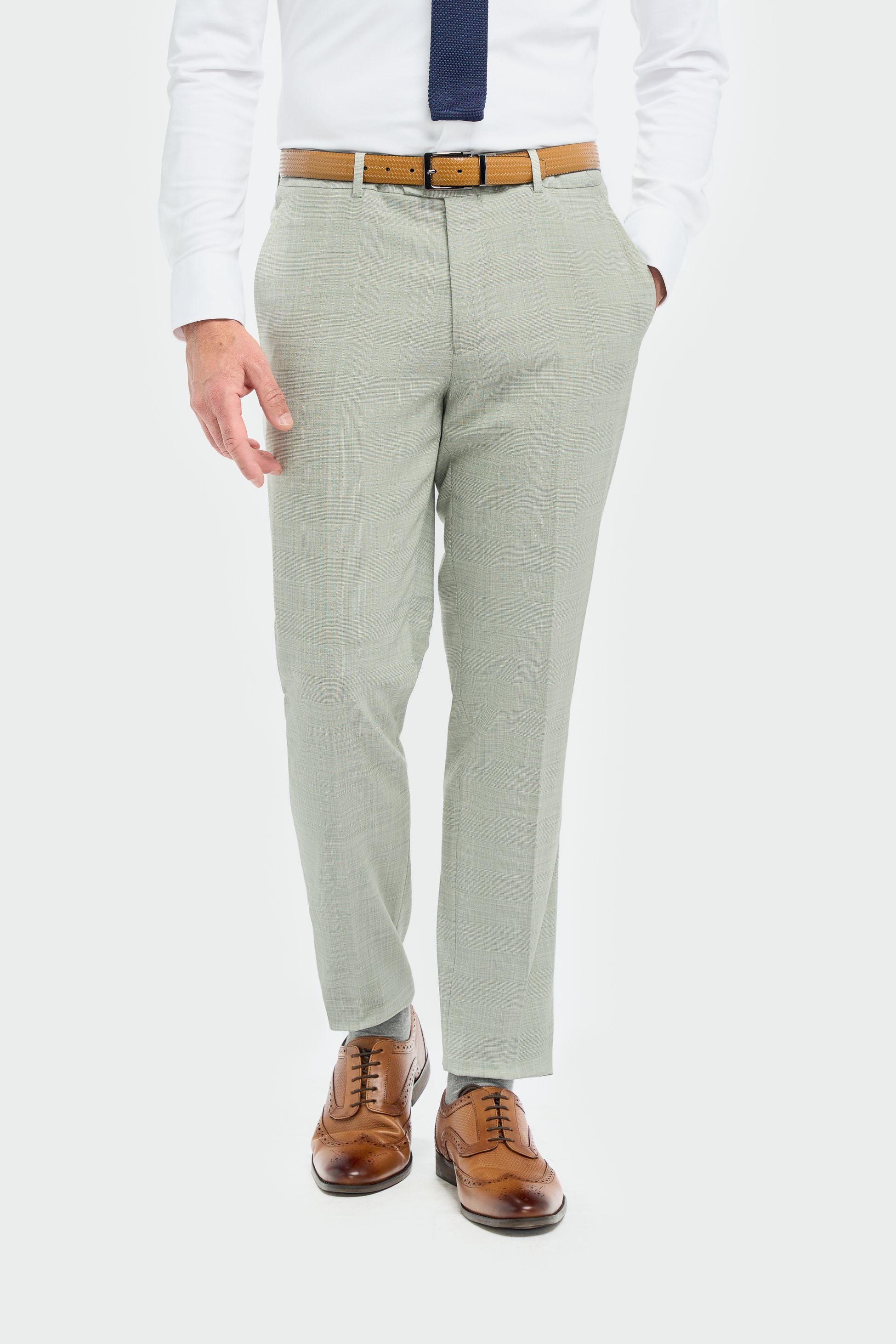 Men’s 3-Piece Sage Green Textured Suit - Camden - Sage Green