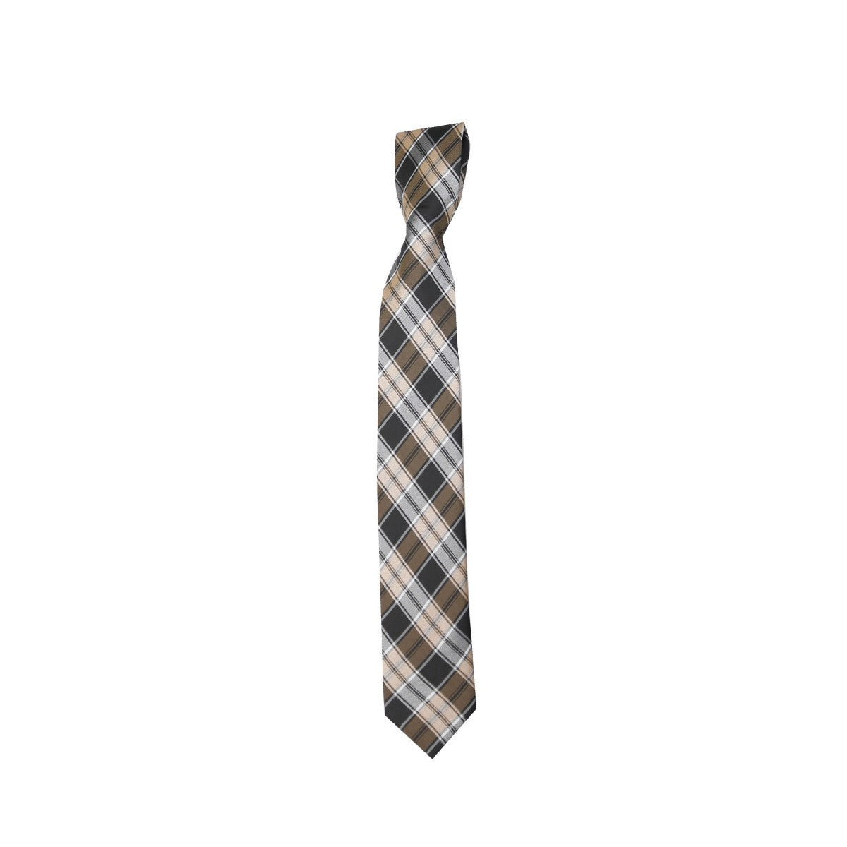 Boys Plaid Checkered Tie Brown and Beige