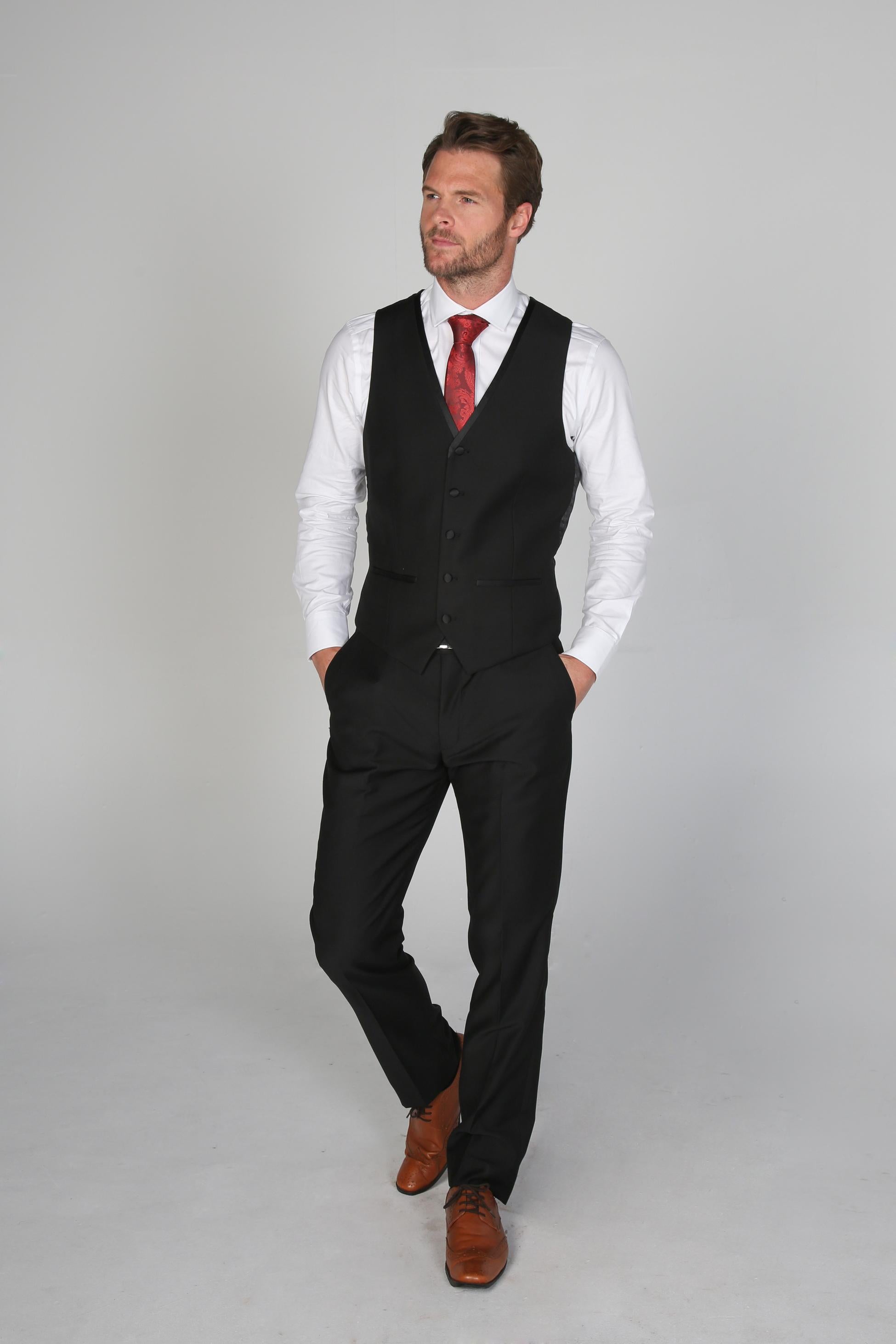 Men's Tuxedo Dinner Suit Waistcoat - HARRY Black - Black