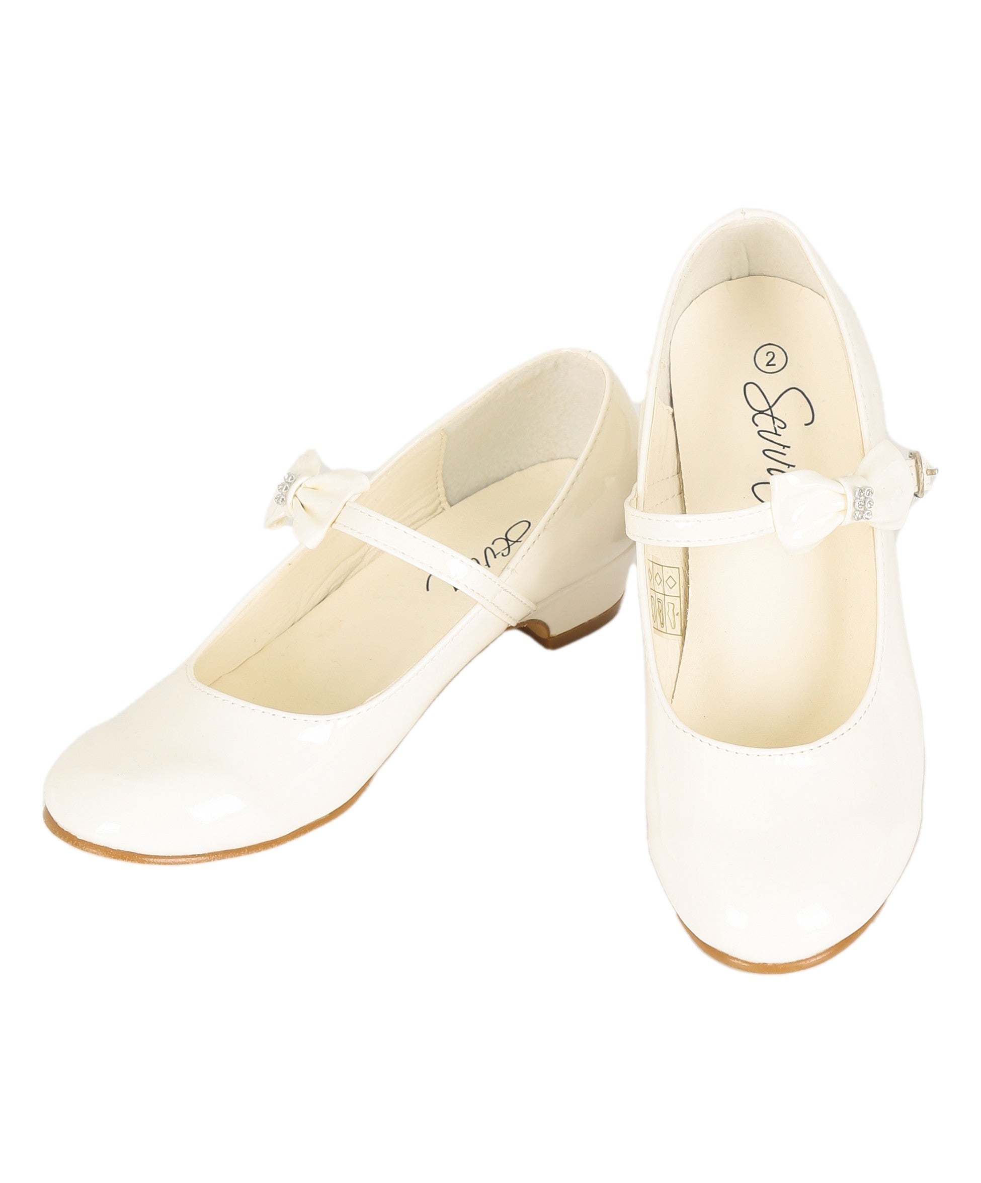 Girls Medium Heel Patent Mary Jane Shoes -DANIELLE - Ivory