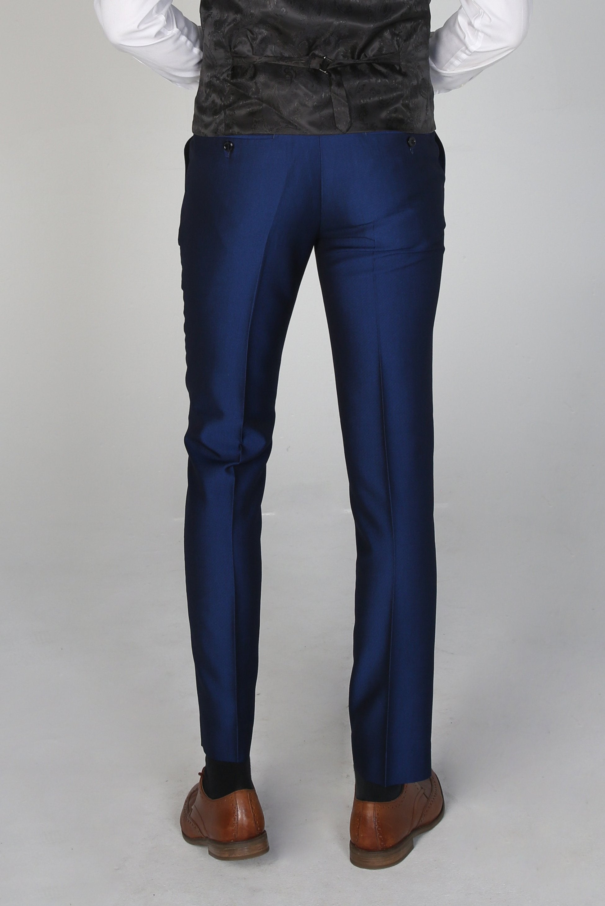 Men's Sheen Effect Formal Trousers - KINGSLEY - Navy Blue