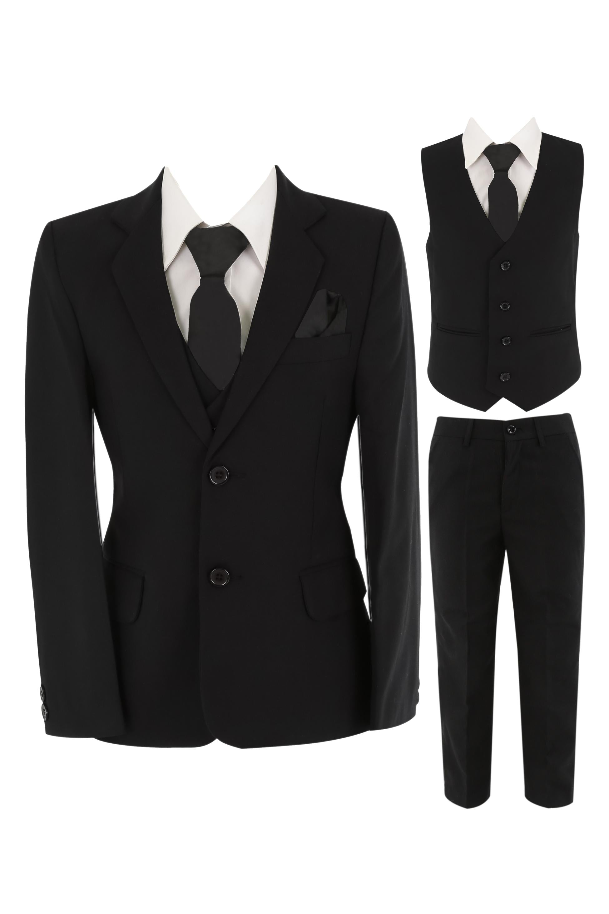 Boys 6 Piece All In One Formal Suit Set - RUN - Black