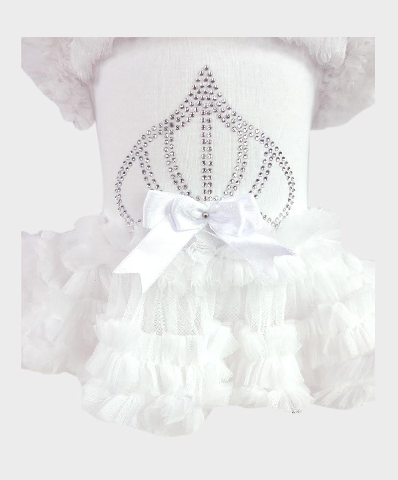 Baby Girl Tulle Cotton Tutu Bodysuit - White