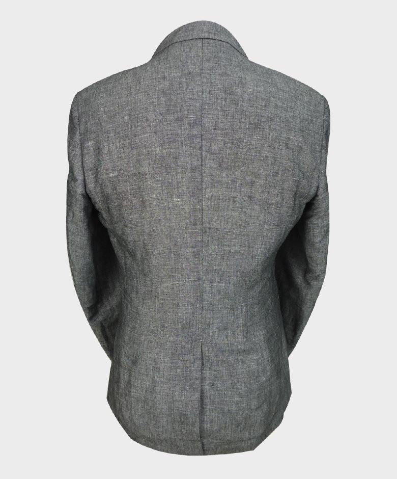 Men's Slim Fit Linen Blazer - ETHAN - Charcoal Black