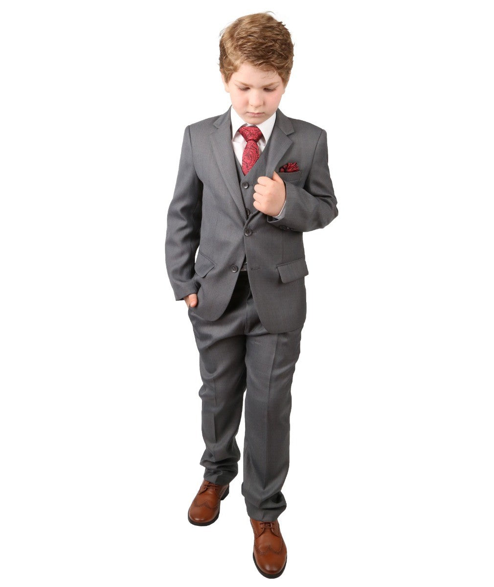 Boys Regular Italian Fit Grey Suit - Grey