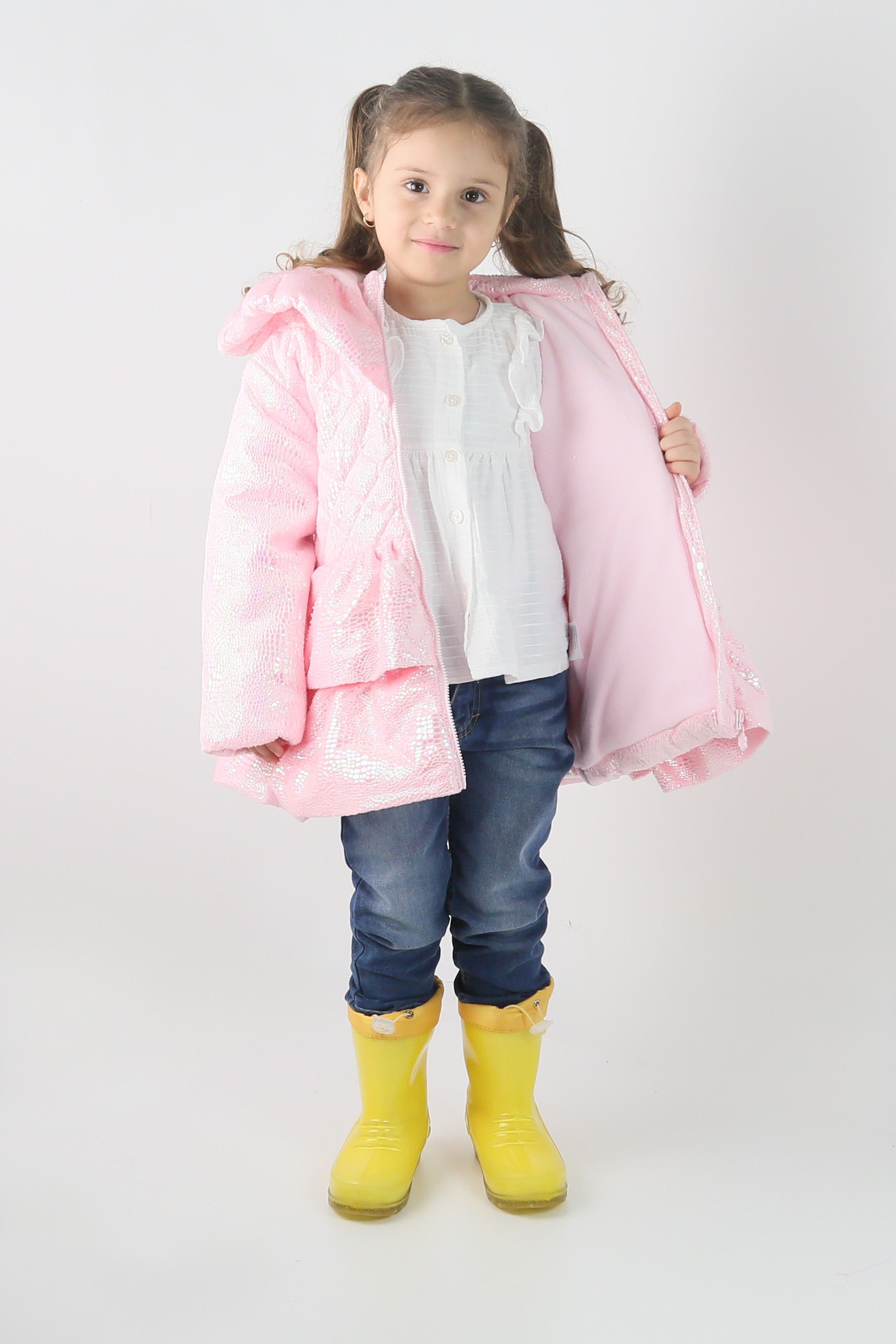 Baby & Girls' Iridescent Quilted Hooded Puffer Coat - SCARLET - Pink