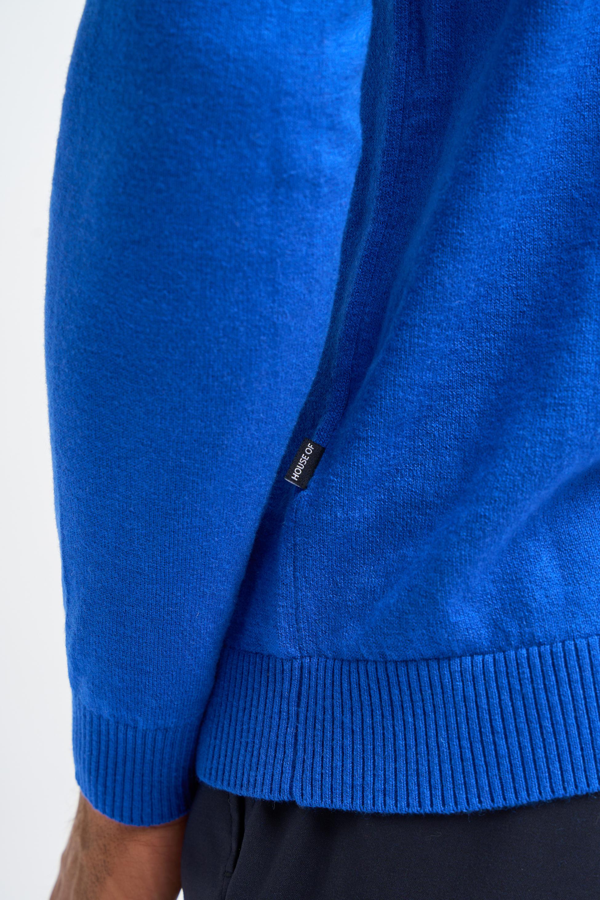 Men’s Wool Knit Long Sleeve Polo Shirt - Boom - Electirc Blue