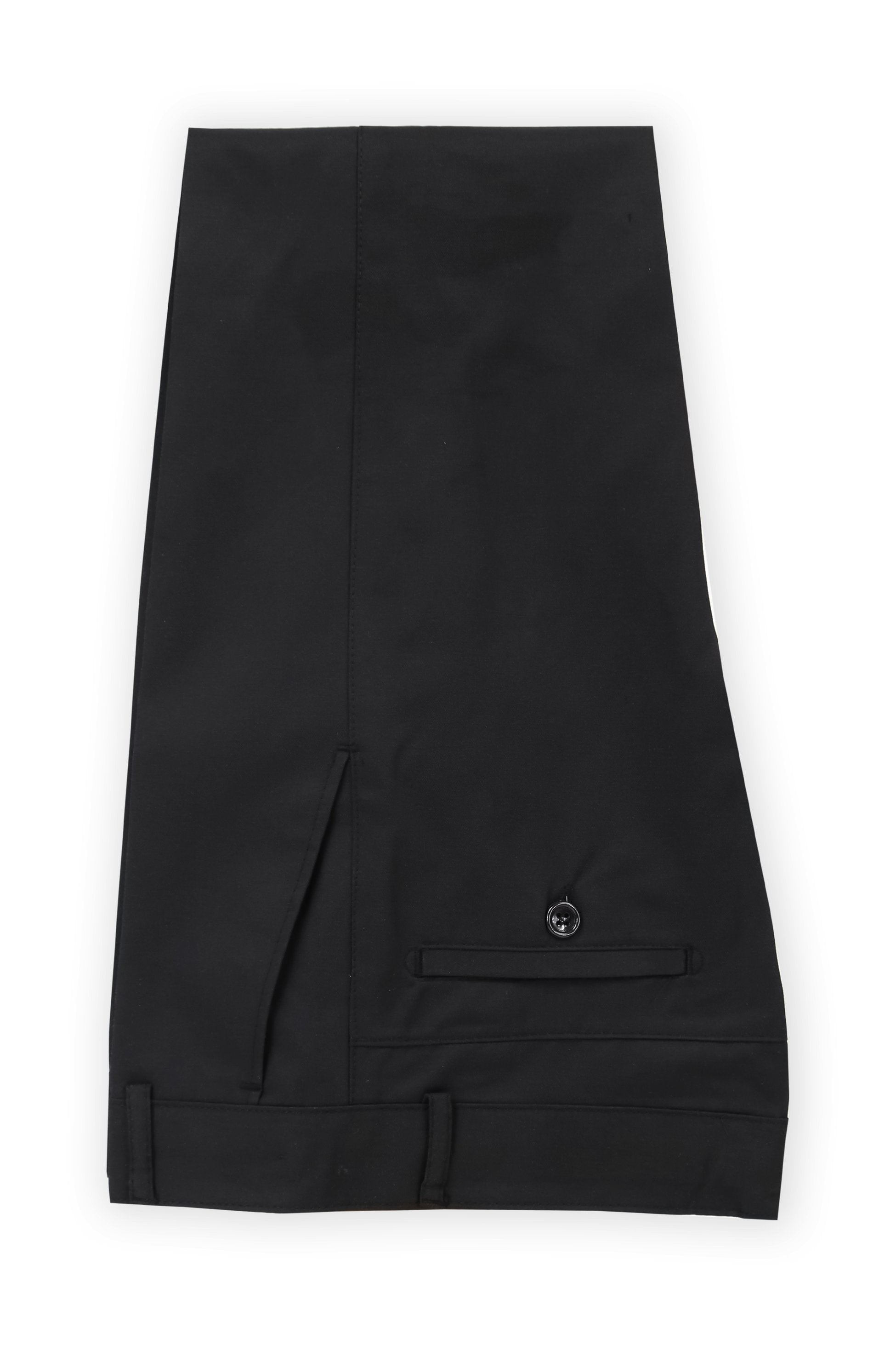 Boys Comfort Fit Flat-Front Black Trousers - Black