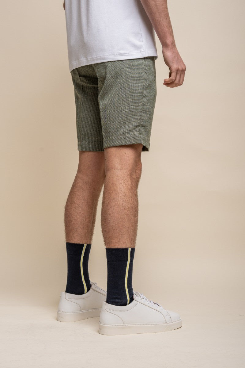 Men's Mid Rise Slim Fit Shorts- MIAMI - Sage Green