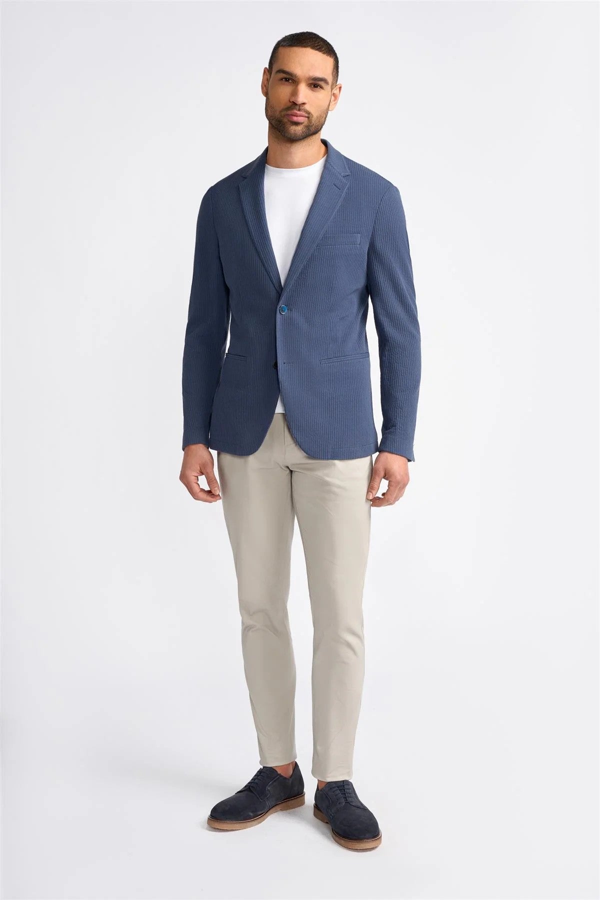 Men’s Cotton Navy Corduroy Blazer - MALMO - Navy Blue