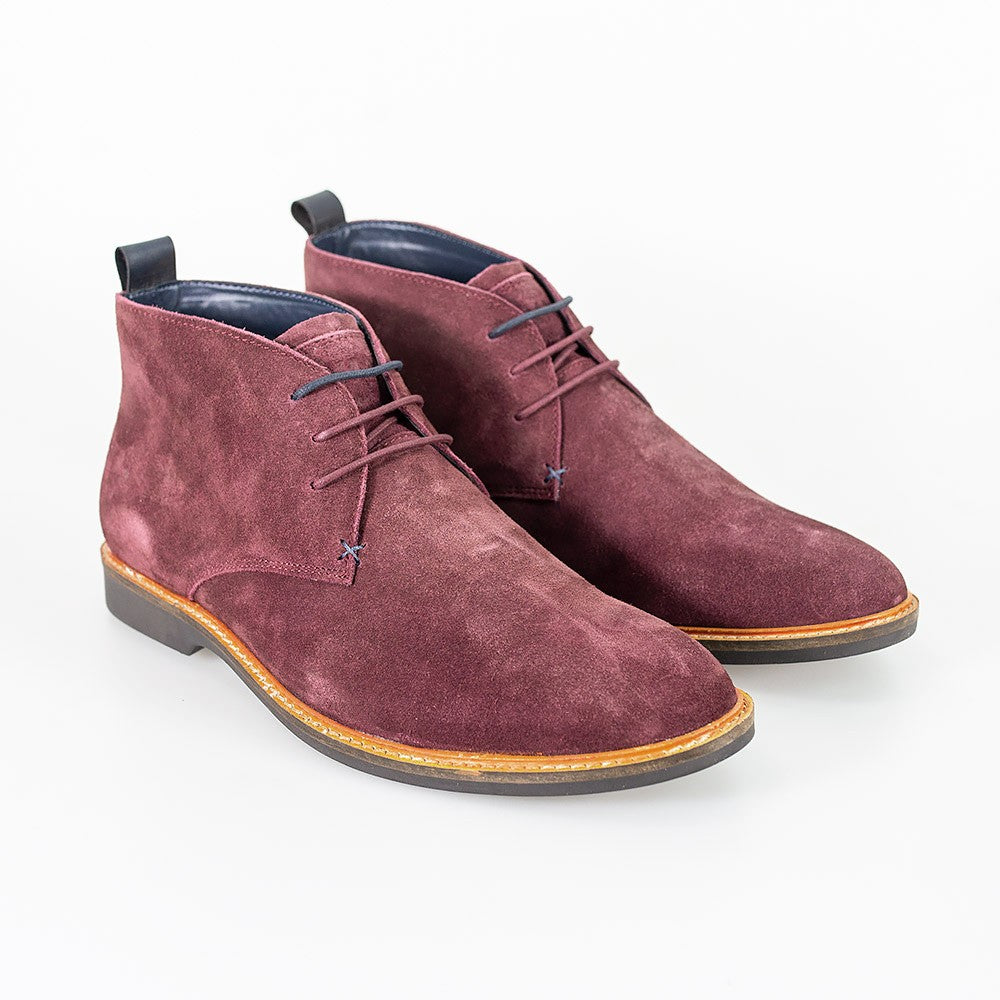 Men's Suede Chukka Boots - SAHARA - Burgundy