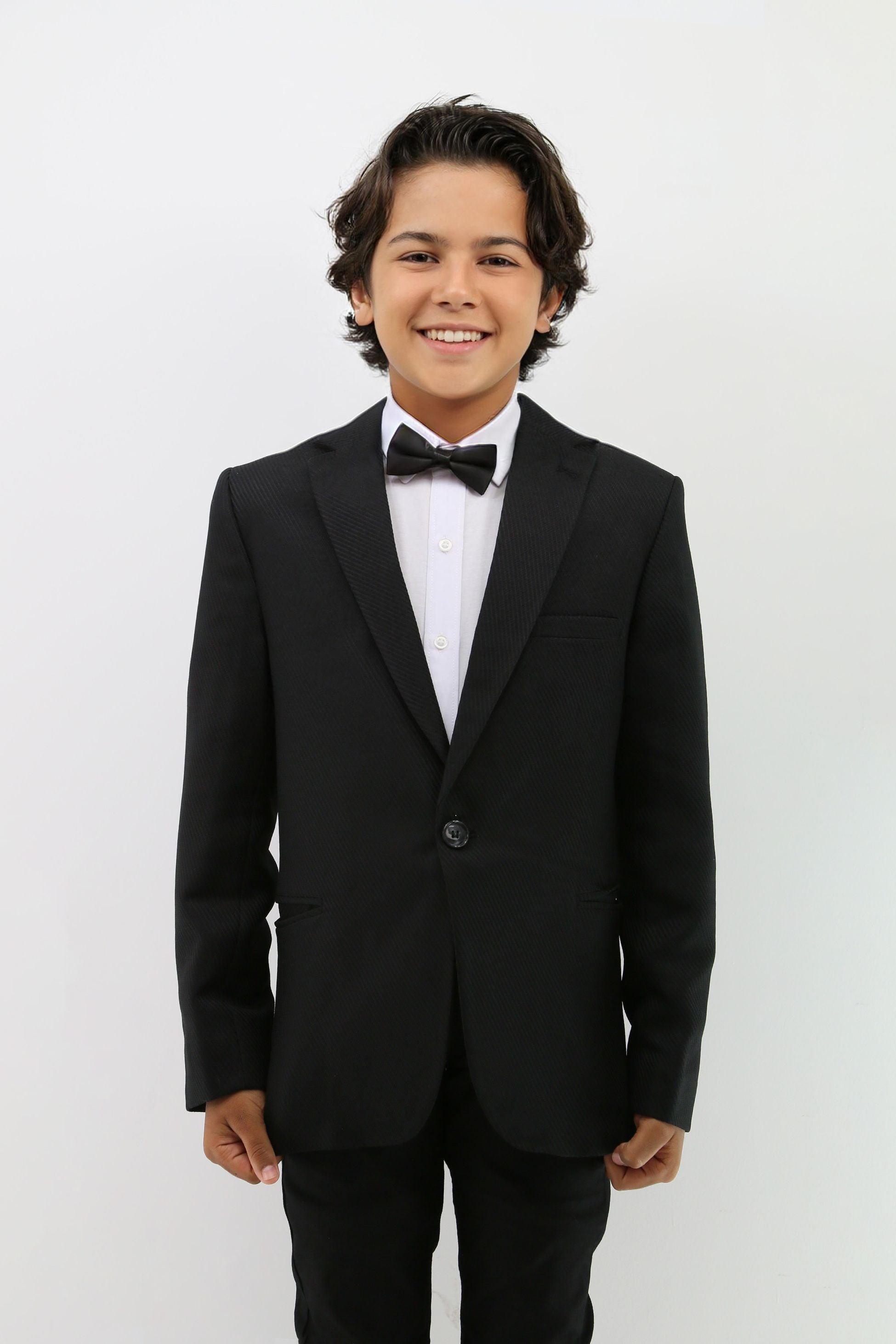 Boys Formal Textured Tweed Blazer - Black