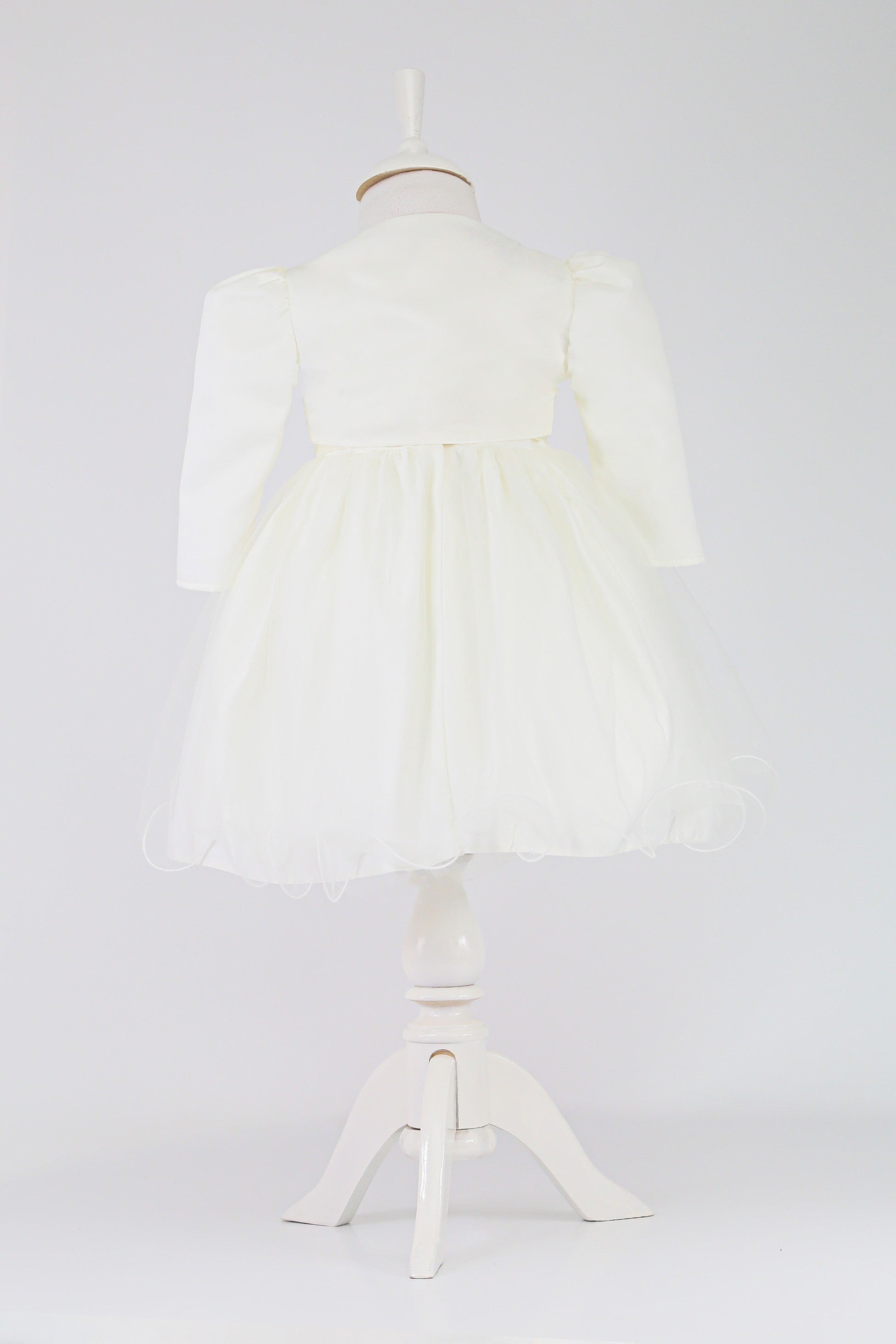 Baby Girl Sleeveless Dress with Floral Bolero - B1176 - Ivory