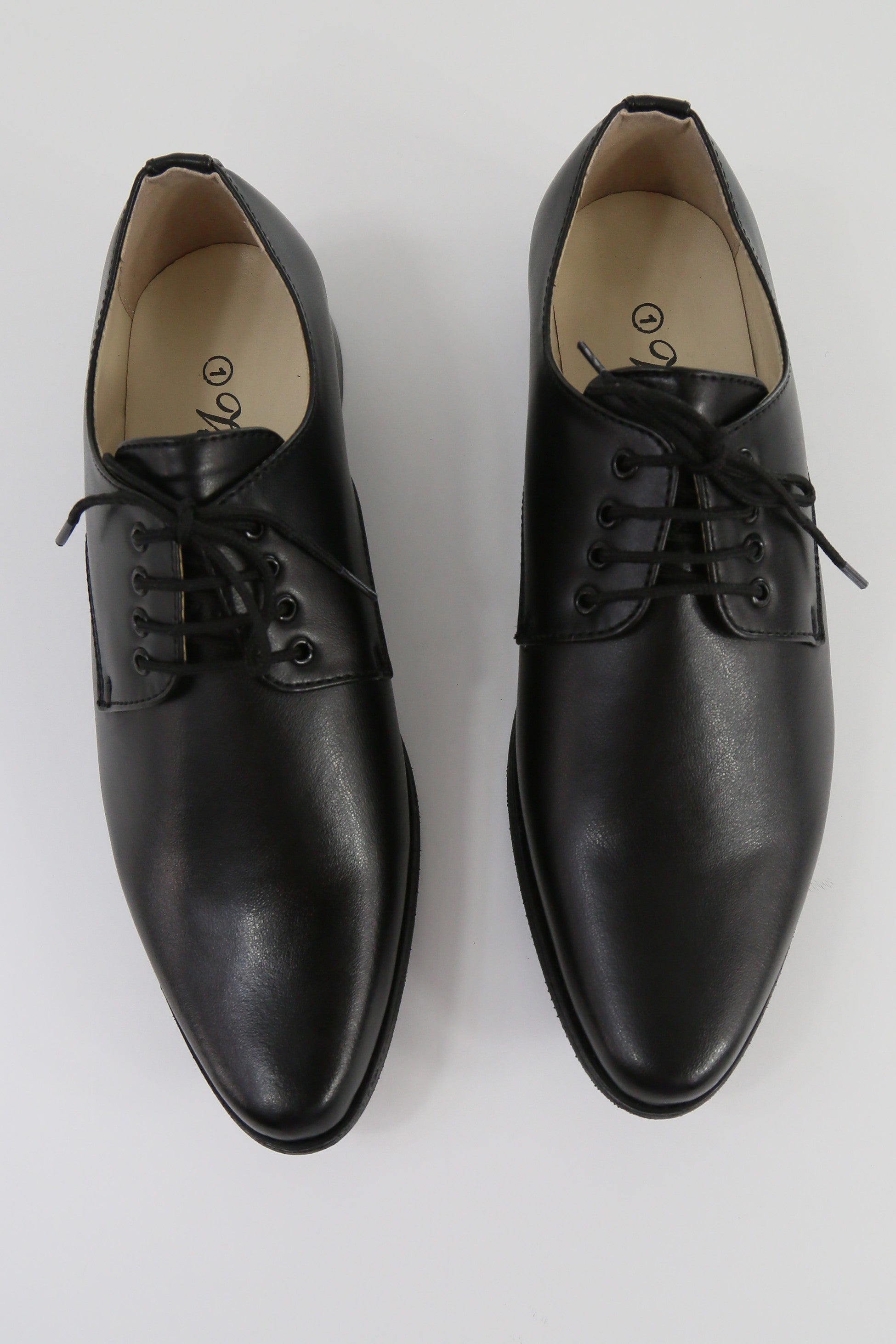 Boys Matte Leather Derby Shoes - GEORGE - Black