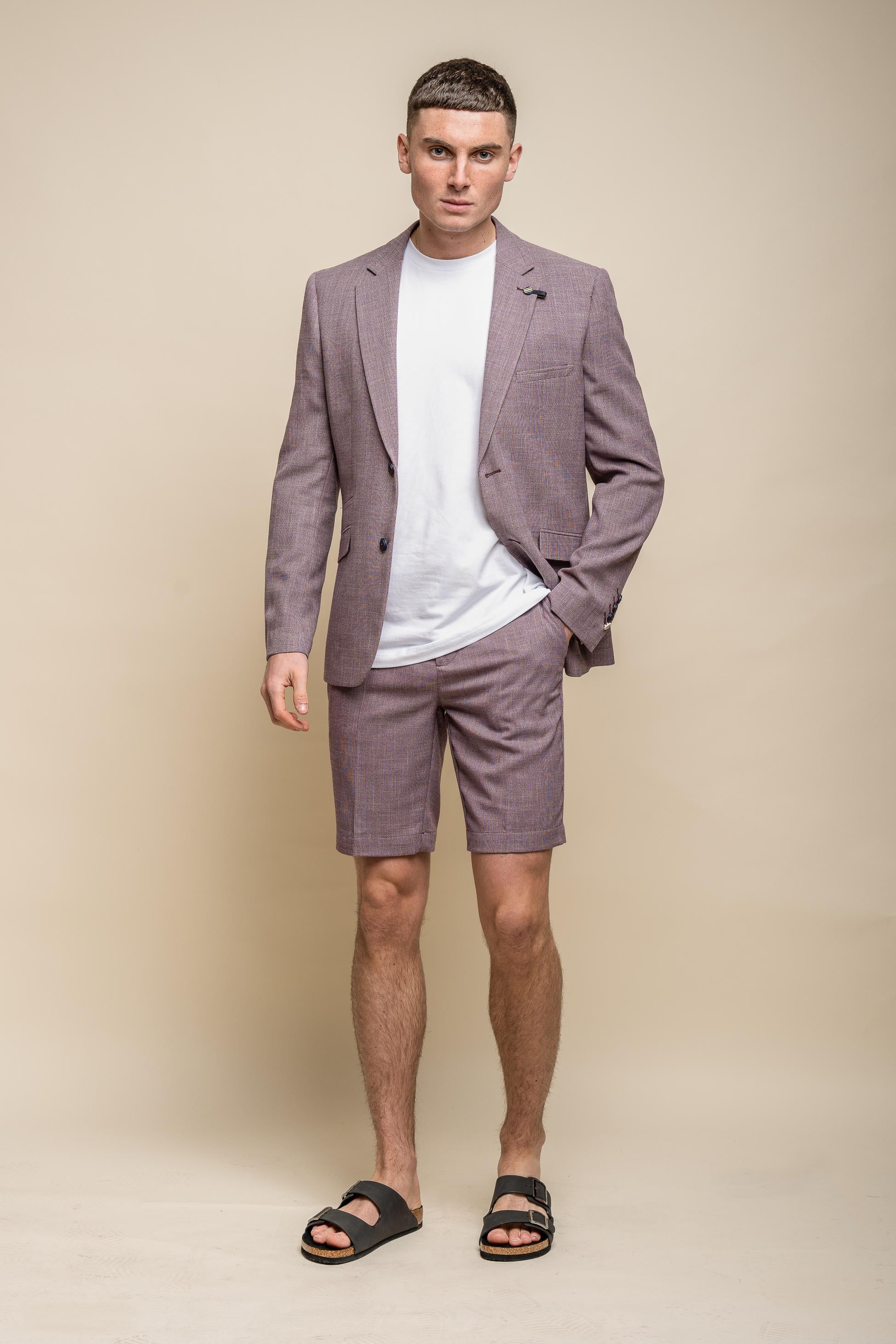 Men's Mid Rise Slim Fit Shorts- MIAMI - Lilac