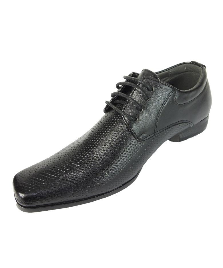 Boys Lace Up Derby Shoes - BRIGHTON Black - Black