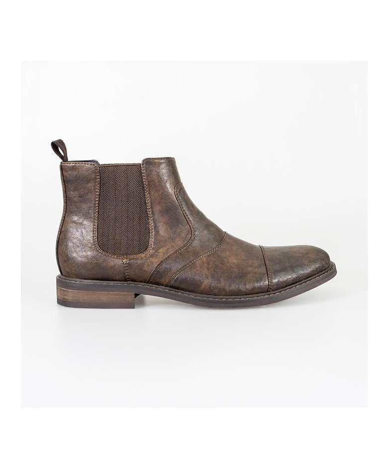 Men���s Italian Couture Slip On Leather Chelsea Boots - Dark Brown