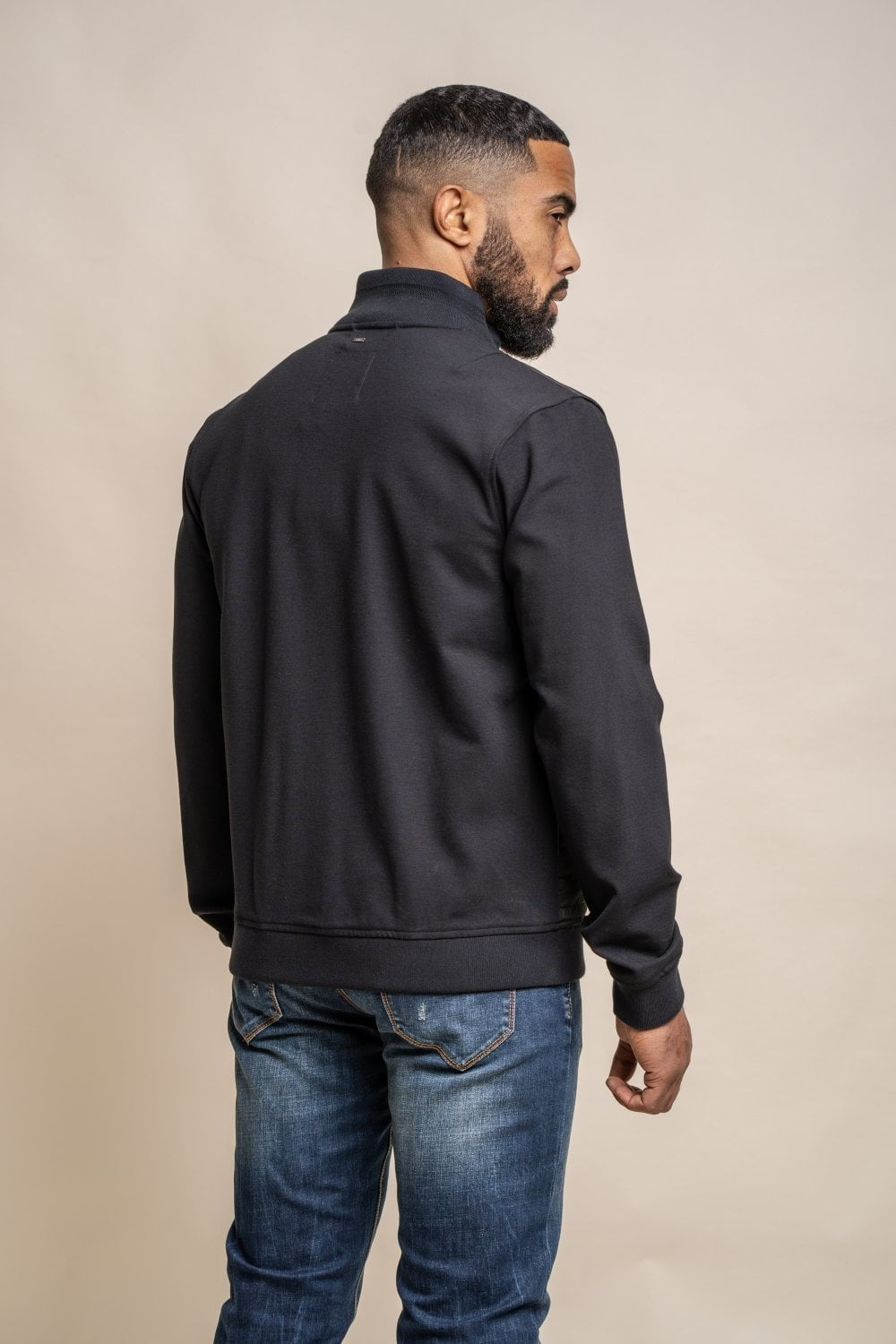 Men's Black Bomber Jacket - KELSEY - Black