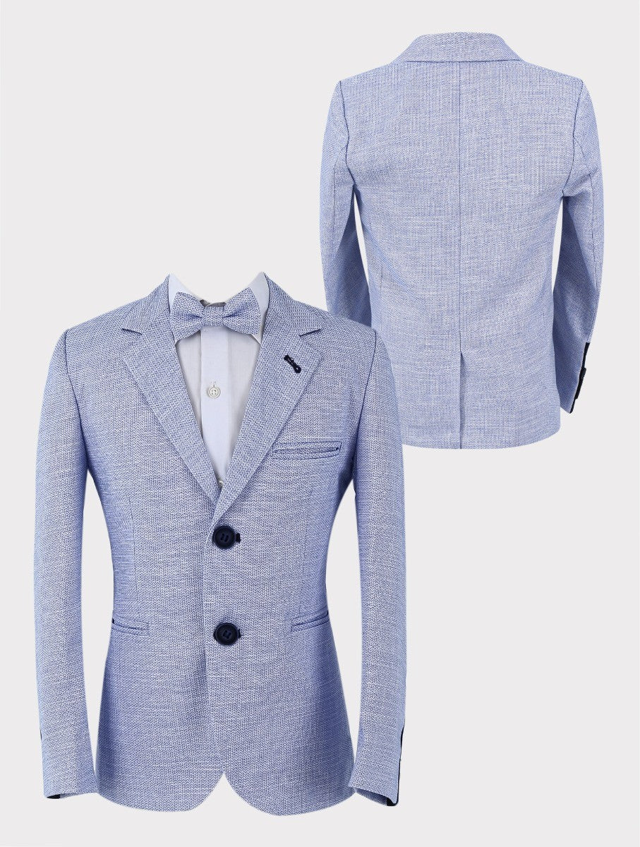 Boys Tweed-Like Blue Suit - CARTER - Blue