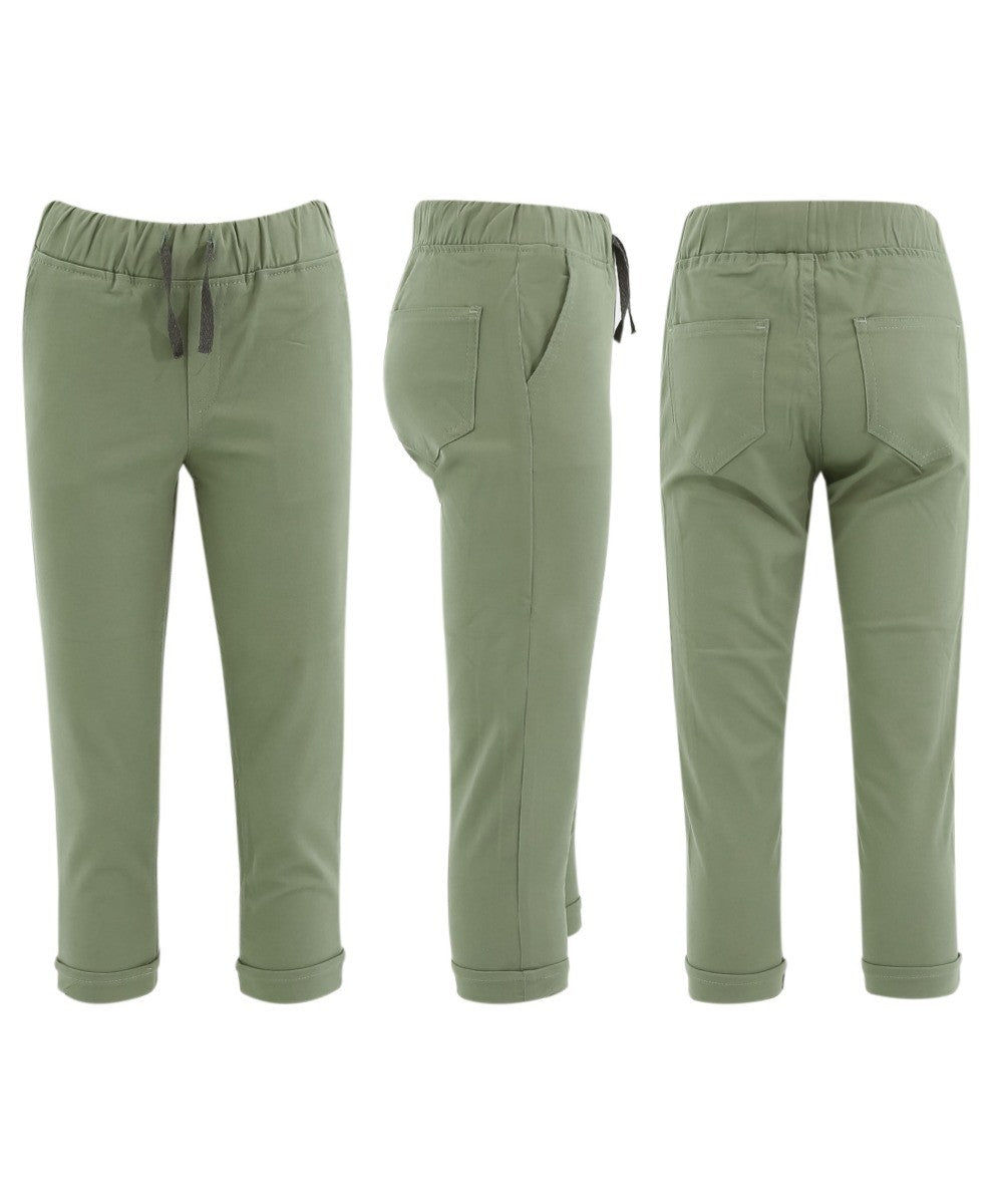 Baby Boys Cotton Stretch Chino Trousers - ENZO - Sage Green