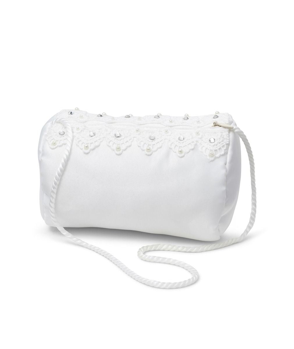 Girls Clutch Purse with Lace Detail – MB7704 - White