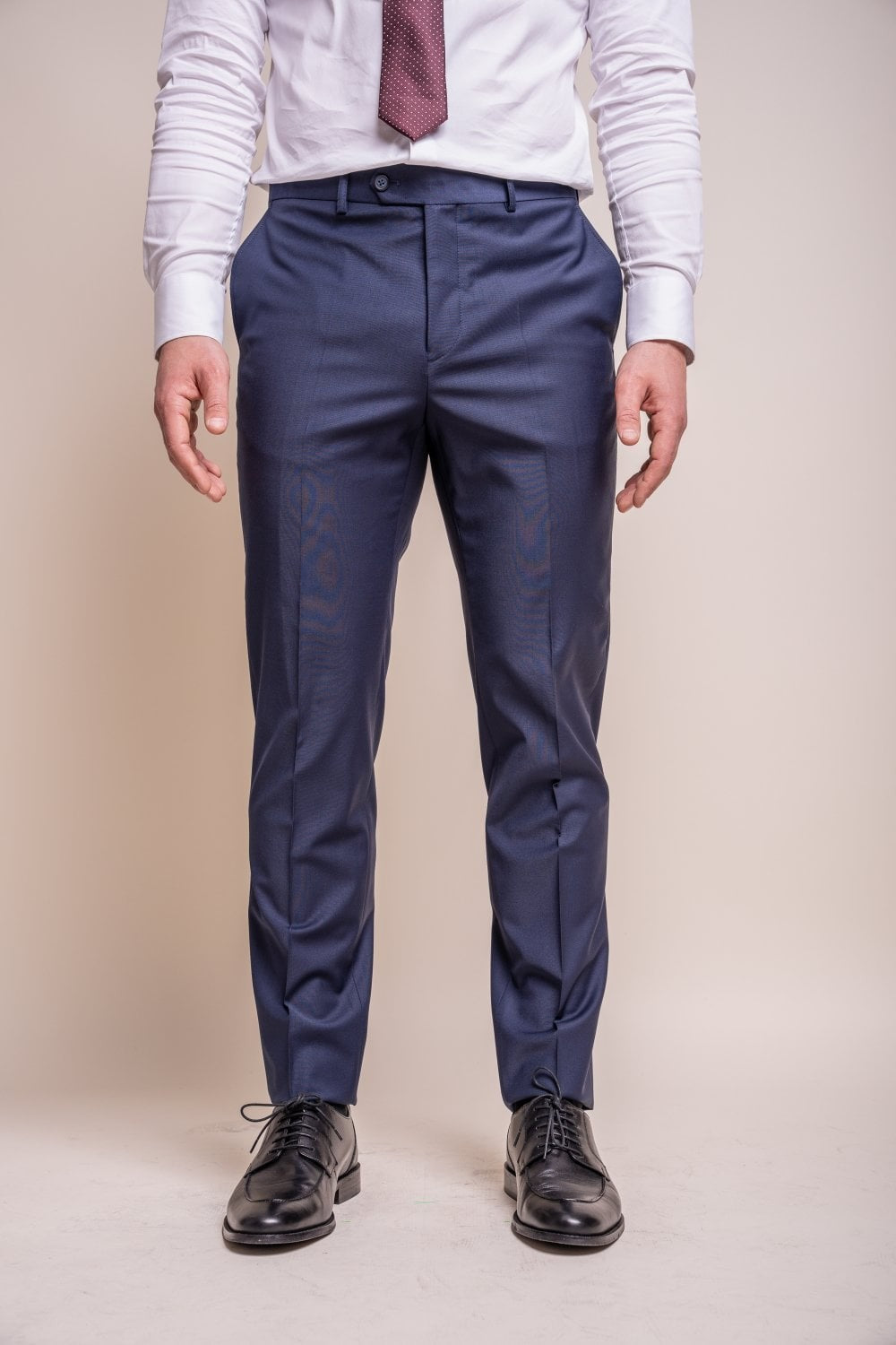 Men's Wool Blend Slim Fit Trousers- BOND - Navy