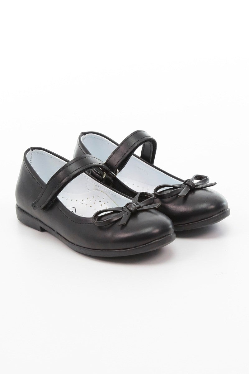 Girls Mary Jane Flat Dress Shoes - ANNA - Mat Black