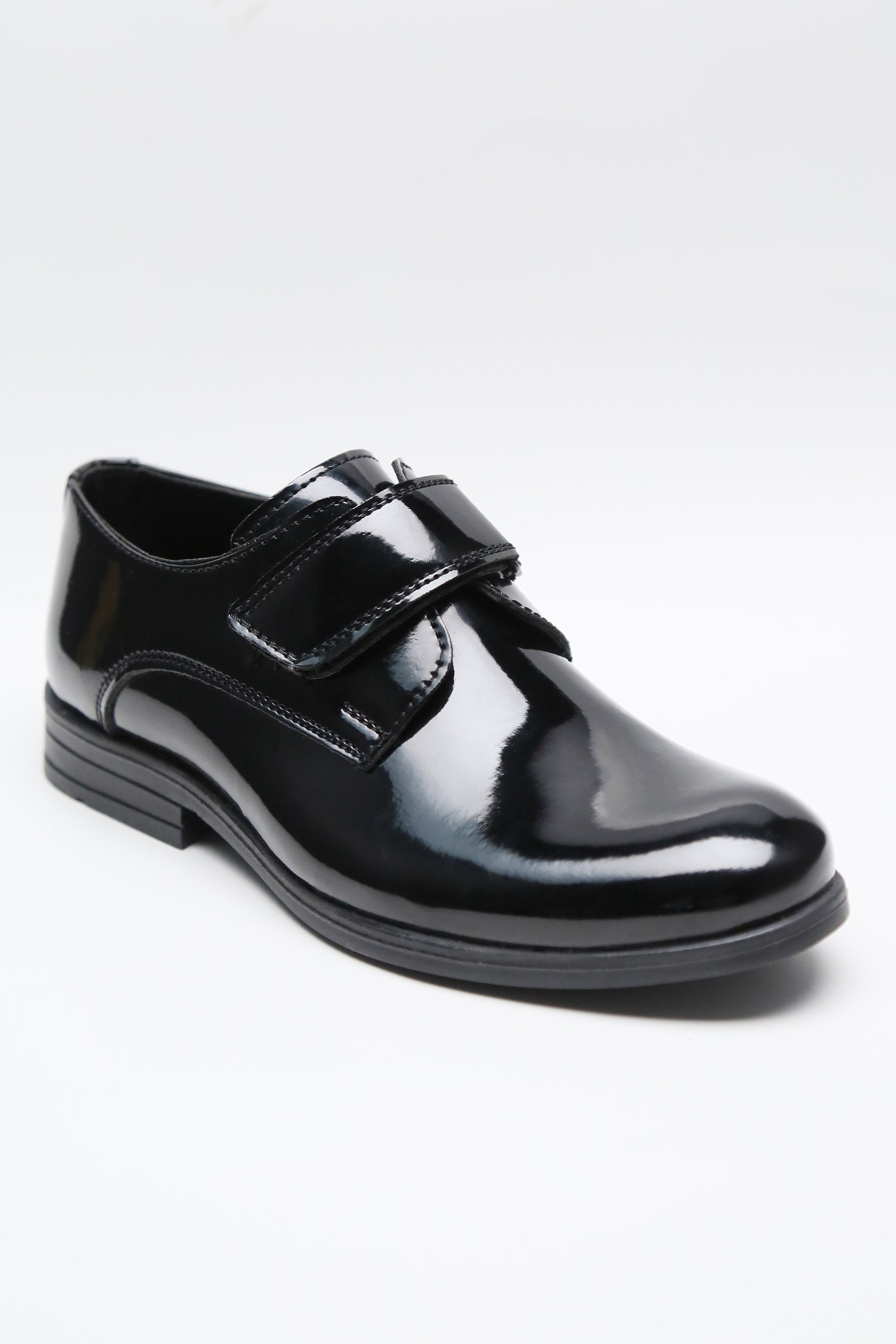 Boys Black Velcro Patent Dress shoes - MARCO - Black