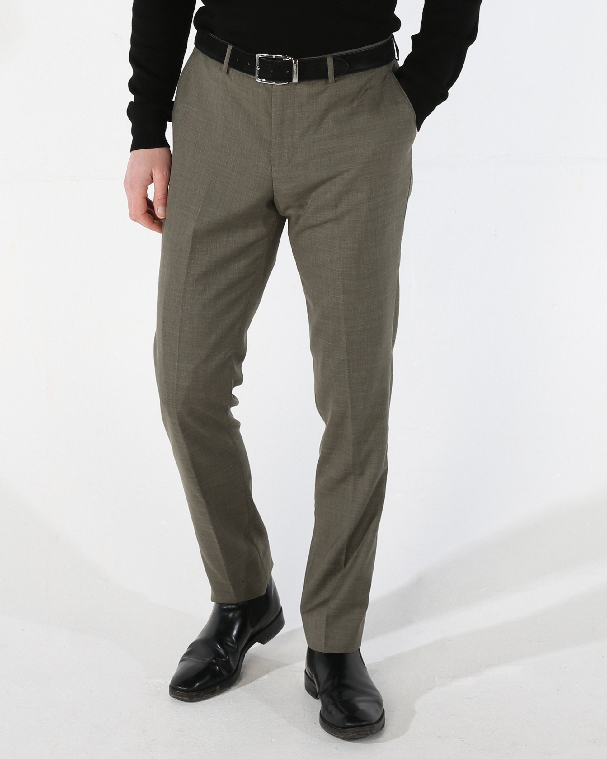 Men's Tailored Fit Plaid Suit Trousers - KURT - Sage Green