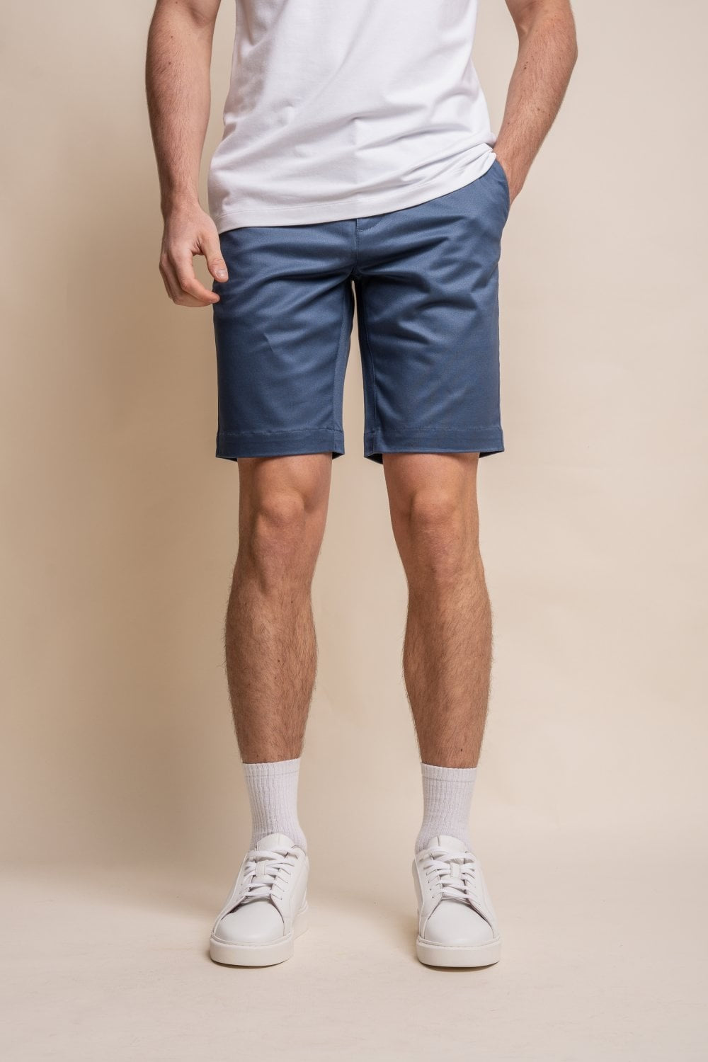 Men's Cotton Casual Slim Fit Chino Shorts - DAKOTA - Blue