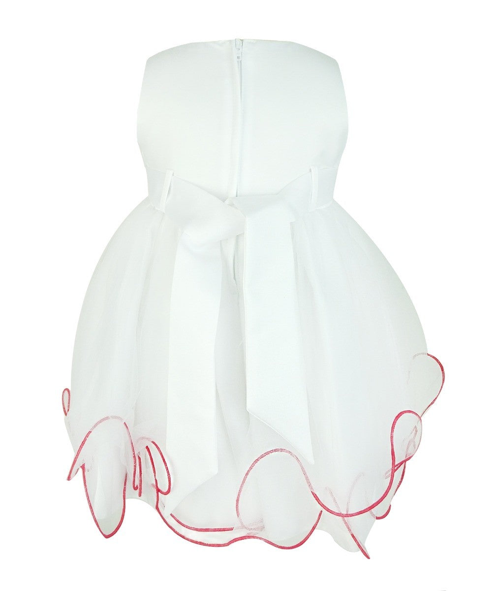 Girls Christening Wedding Dress with Butterfly Bolero Jacket - White - Pink