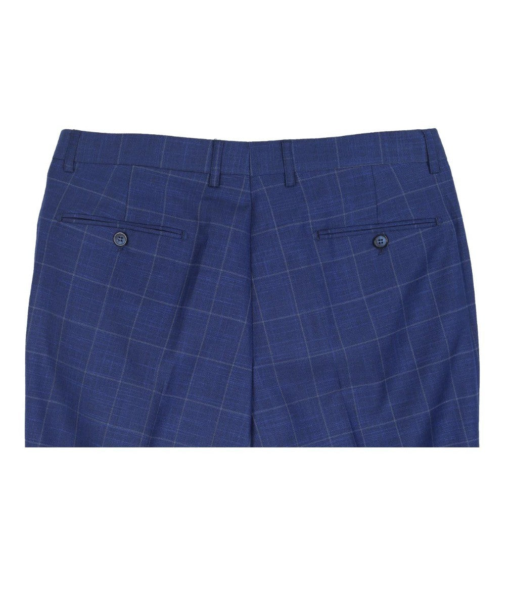 Men's Windowpane Check Trousers - ROVER Blue - Blue