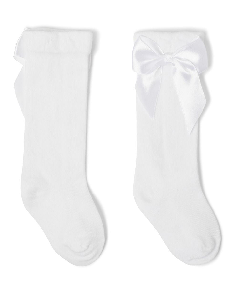 Girls' Bow Knee-High Dress Socks - VICTORIA - White