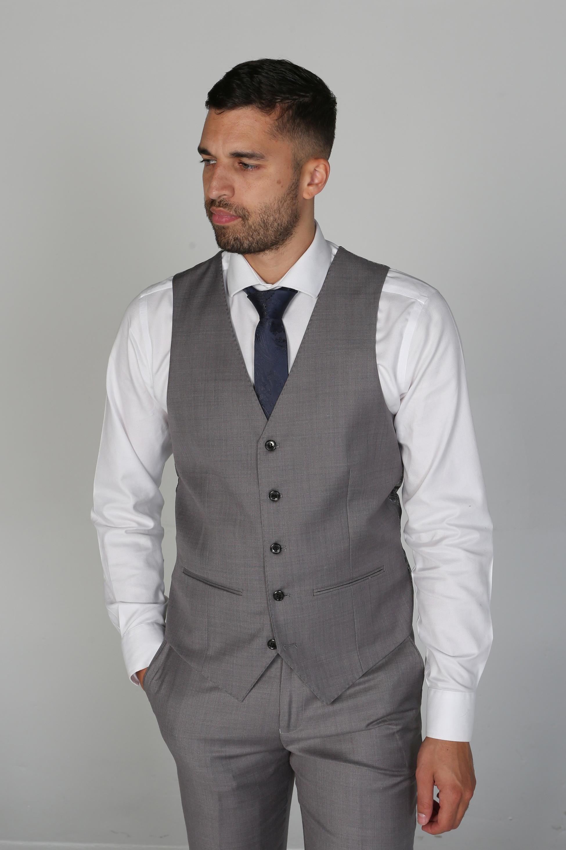 Men's Tailored Fit Formal Suit  - CHARLES - Light Grey