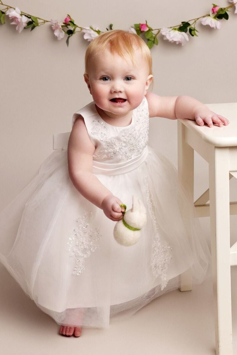 Baby Girls Christening Lace Dress – LAYLA - Ivory