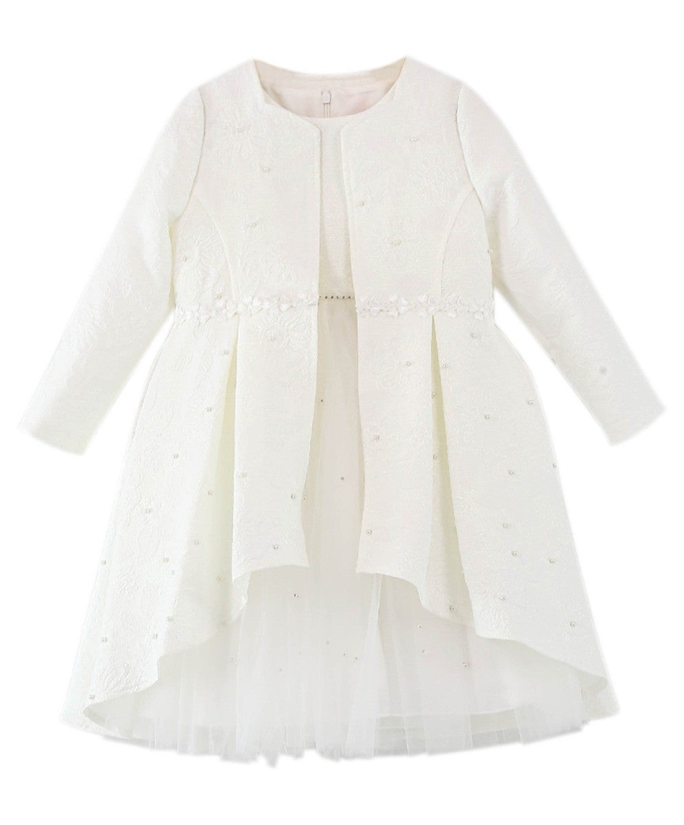 Girls Tail Jacket Dress Set - Ecru Off White