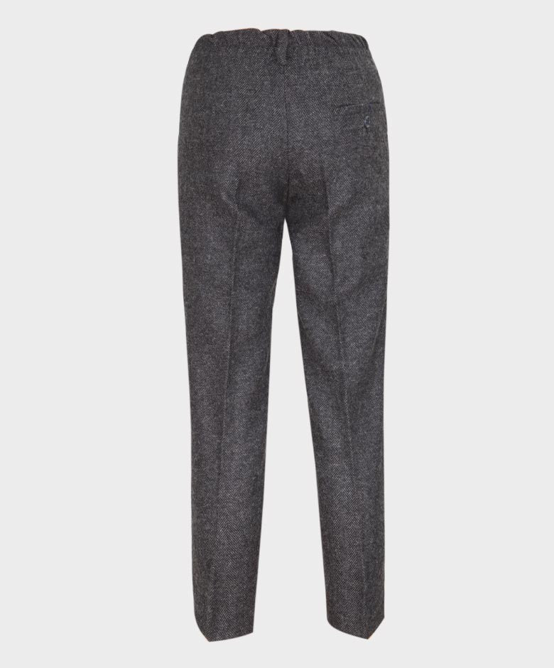 Boys Tailored Fit Herringbone Grey Trousers - GEORGE - Dark Grey