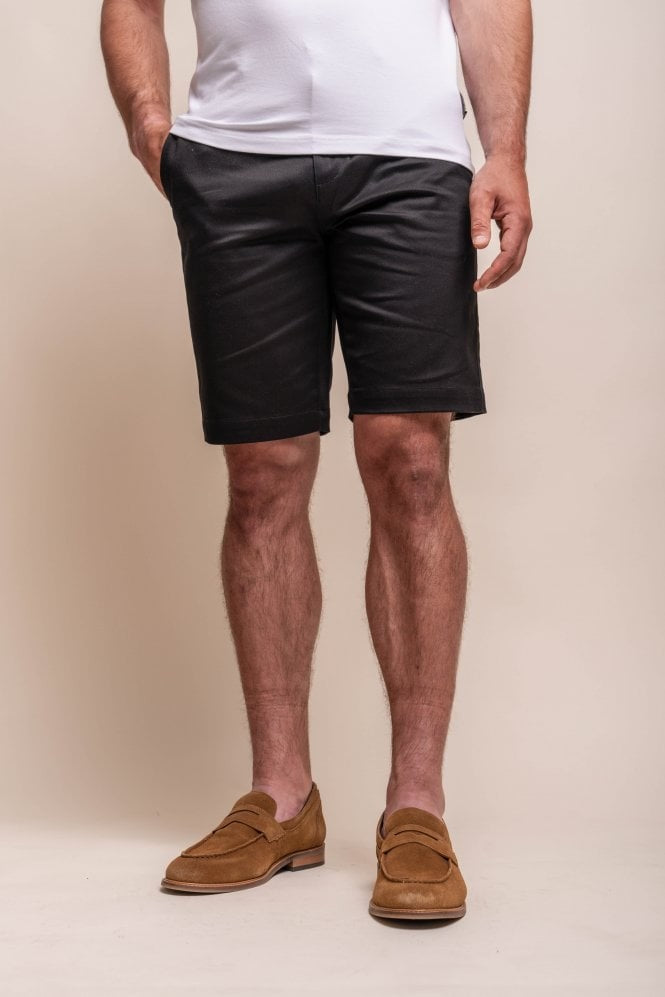 Men's Cotton Casual Slim Fit Chino Shorts - DAKOTA - Black