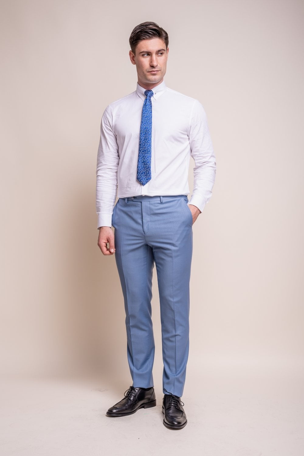 Men's Wool Blend Slim Fit Suit - BOND - Ocean Blue